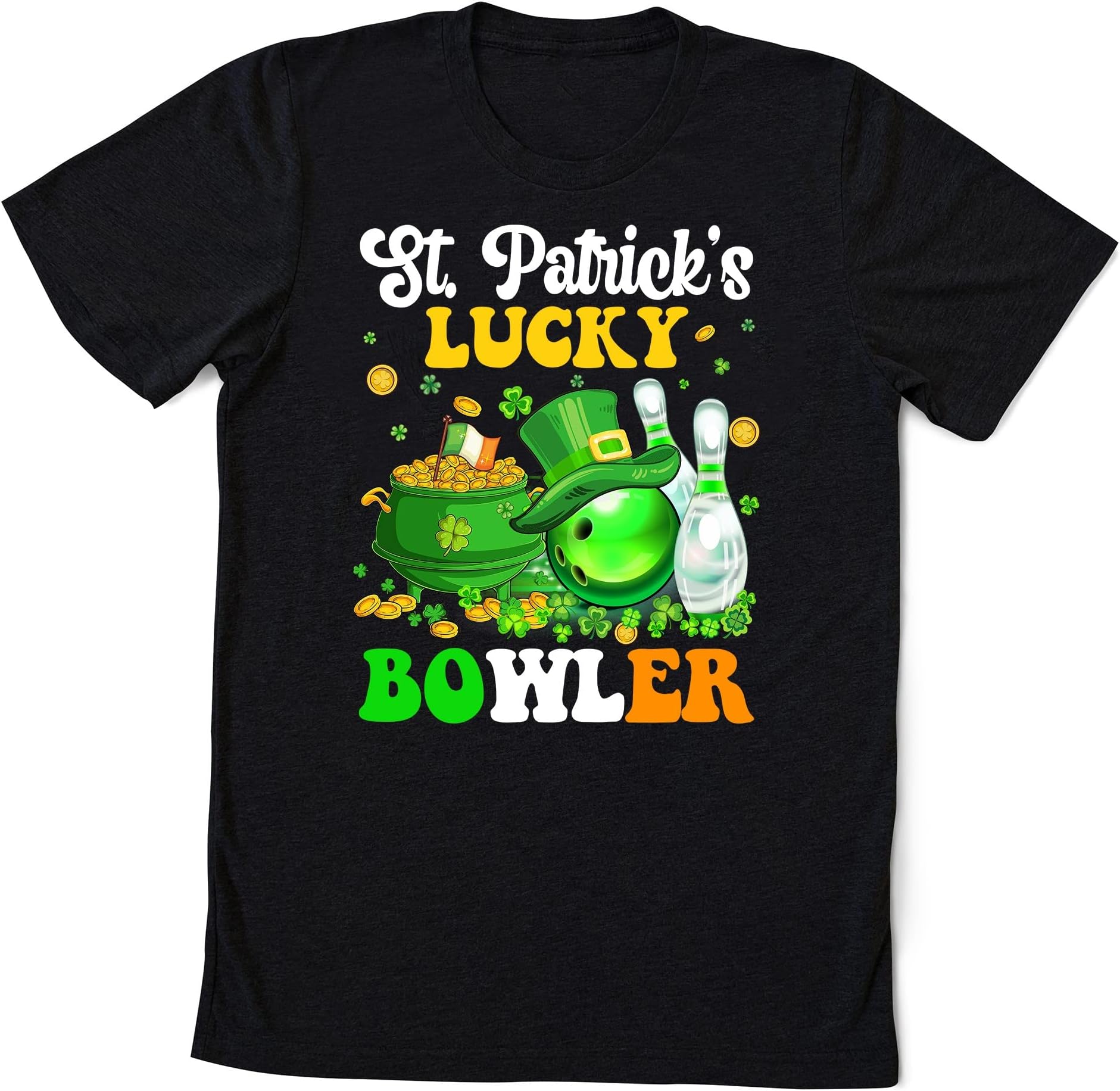 Happy St. Hat Trick's Day – St. Patrick's Lucky Bowler T-Shirt – Bowling T-Shirt – Green Lover Bowling Shirt – Sport Shirt – Bowling Pin