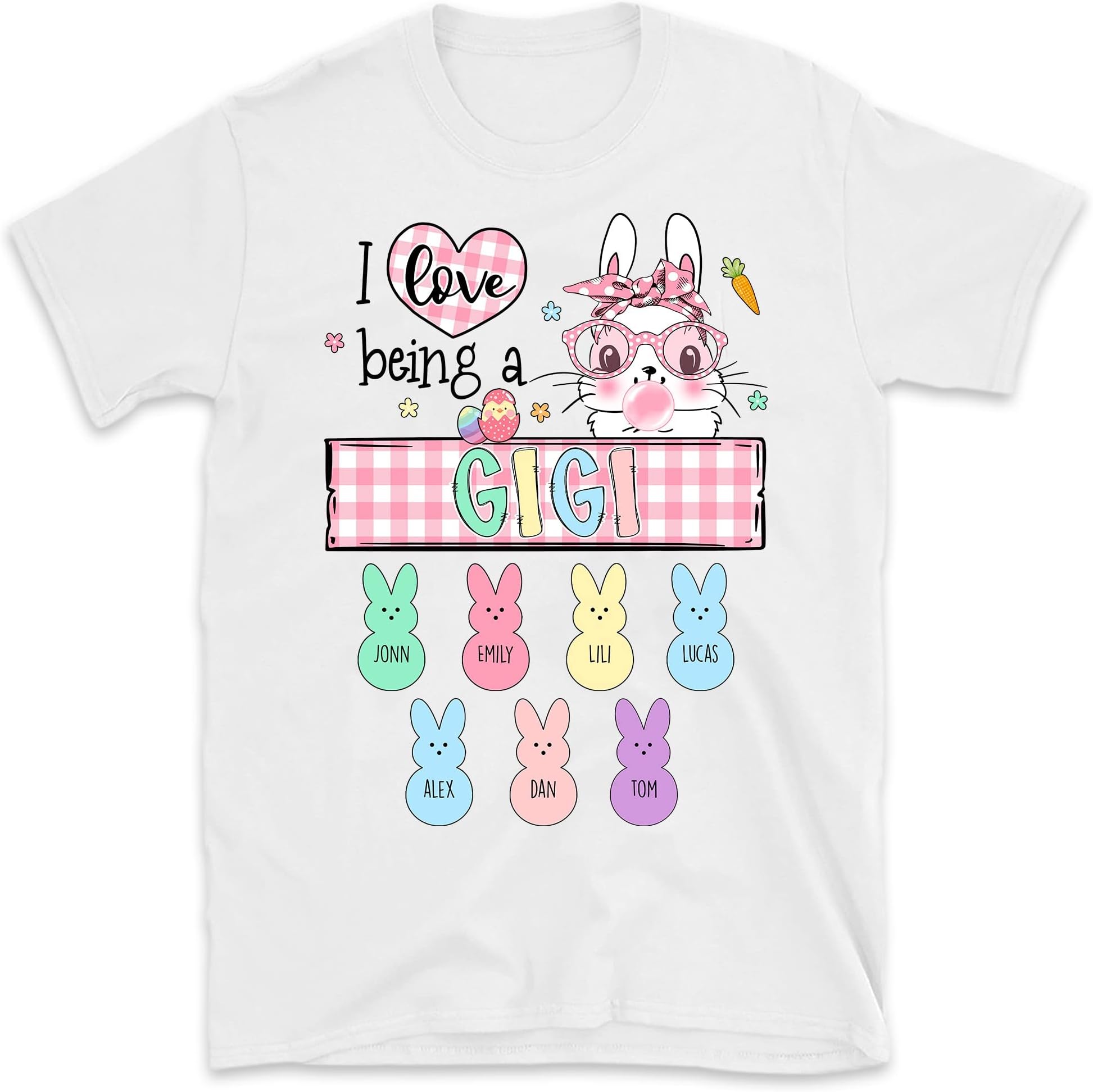 Personalized I'm The Grandma Bunny Shirt,Easter Bunny Shirt,Grandma Peeps Easter Shirt,Grandkids Name Shirt,Easter Day Gift for Nana Multicolored