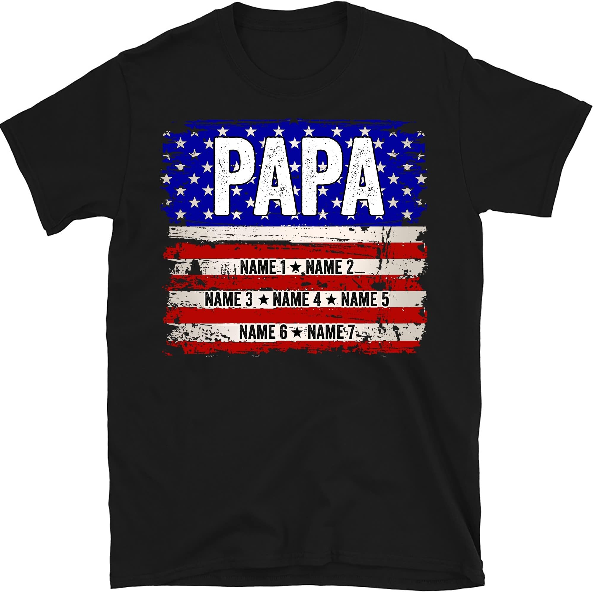 Personalized Papa Shirt, Father Day Shirt from Kid, July 4th Papa Gift from Daughter, Shirt for Fathers Day, Custom Great Grandpa Shirt Multicolored