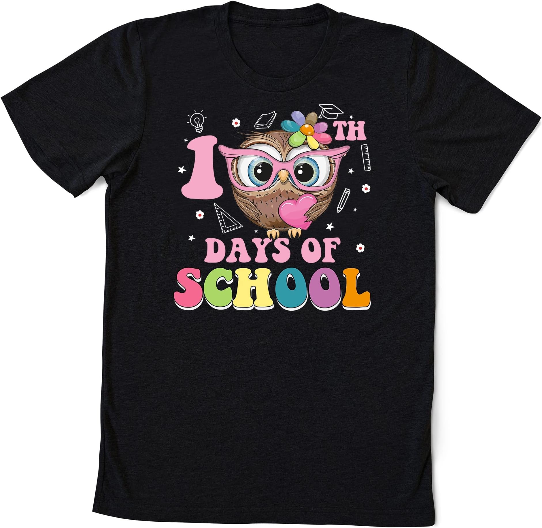 Happy 100 Days of School Shirt, Teacher Shirt, School Day Teacher, 100 Days of School Cute Owl Multicolored