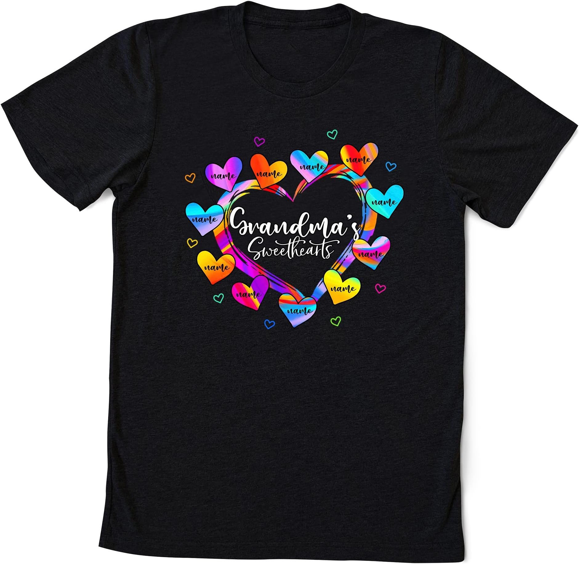 Personalized Grandma's Sweethearts T-Shirt, Valentine Colorful Heart Nana Shirt, Mimi Gift for Valentine Birthday Mother's Day Shirt