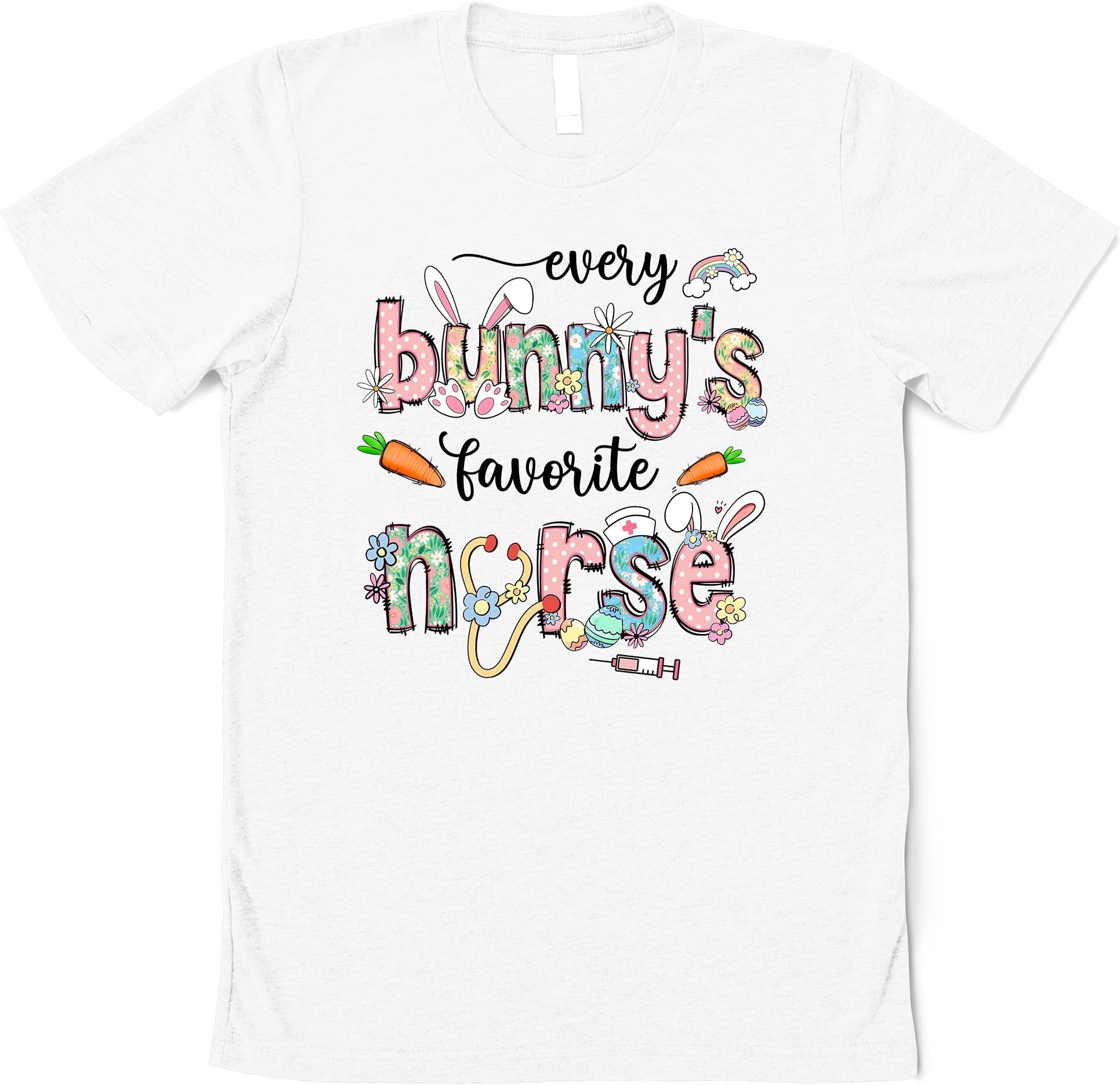 Easter Bunny Nurse, Easter Nurse Shirt, Nursing School Shirt, Gift for Easter, Happy Easter Nurse Bunny Rabbit Holiday Shirt Multicolored