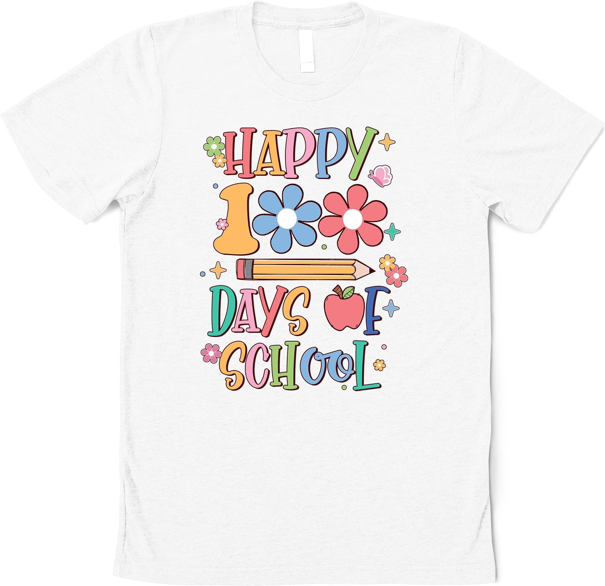Happy 100 Days of School Shirt, Teacher Shirt Sweatshirt, School Day Teacher, Teacher, Elementary Teacher Groovy Cute Teacher Shirt Multicolored