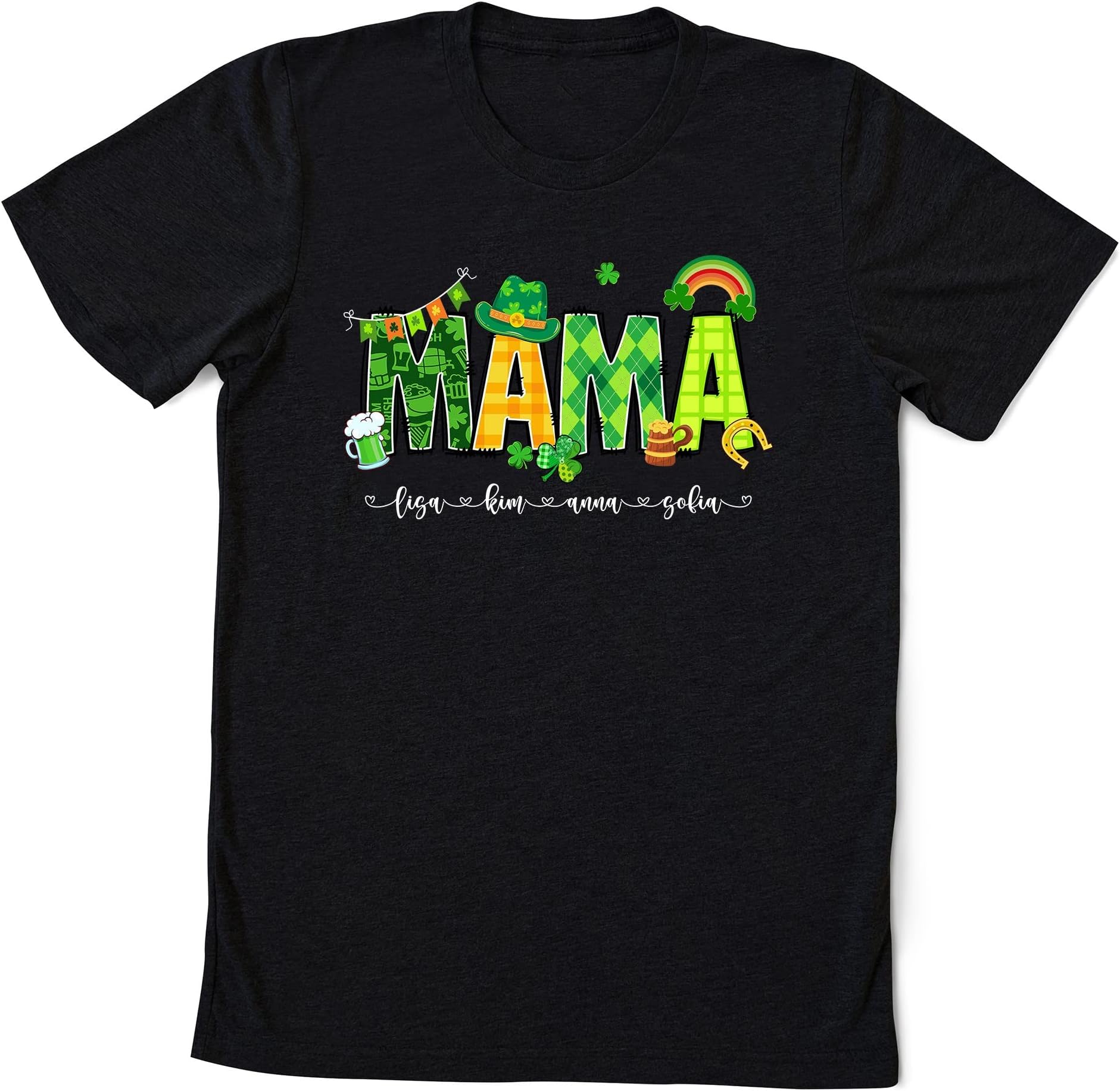 St Patricks Day Mama Shirt, Personalized Mom Shirt with Kids Names, Gift for Mom, Womens St Patricks Day Shirt, Custom Kid's Names Mom Shirt Multicolored