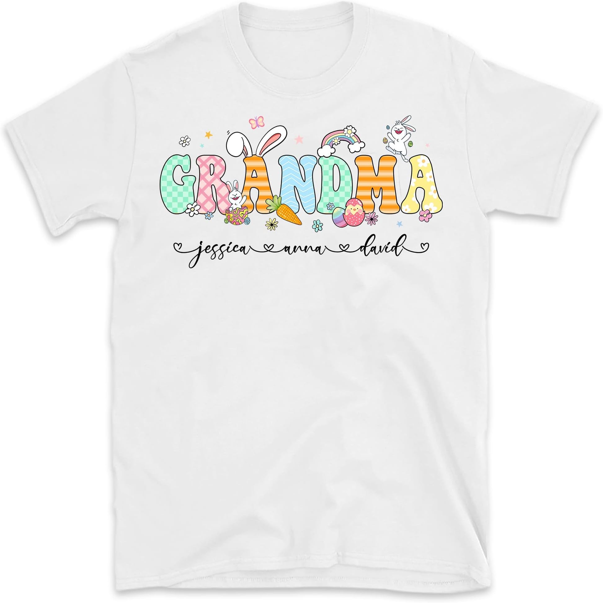 Personalized Easter Grandma Shirt, Bunny Nana Shirt, Easter Bunny Grandma Shirt, Mimi Eggs for Easter's Day, Easter Day Gigi Nana Mimi Shirt Multicolored