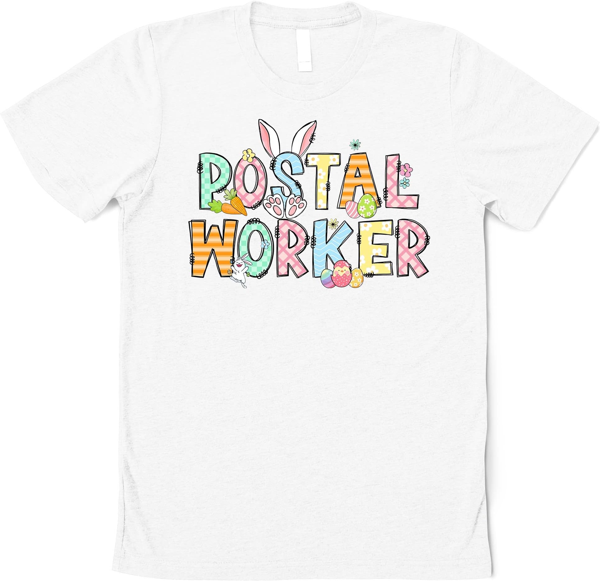 Happy Easter Postal Worker Shirt, Cute Postal Worker Bunny Egg Pattern Shirt, Teacher Postal Worker Easter Day Gift Multicolored