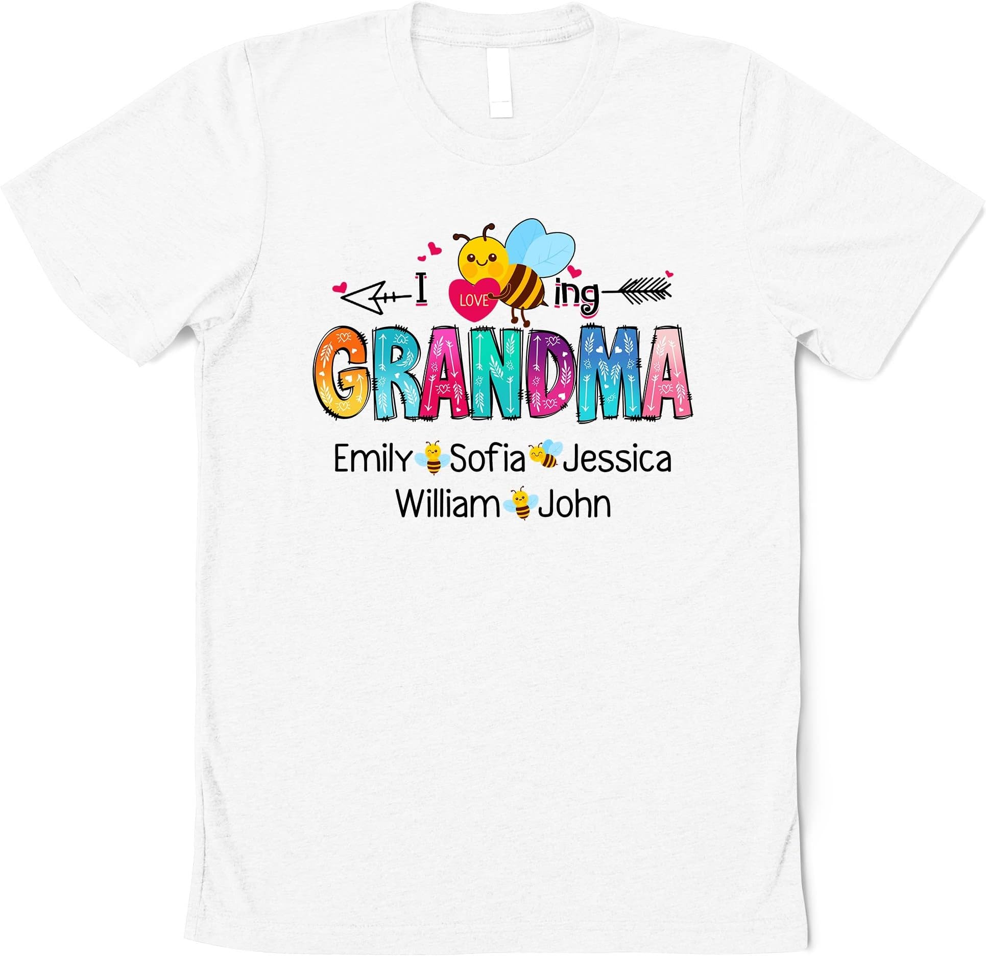 Personalized I Love Being A Grandma Shirt, Valentine Nana Shirt, Colorful Mimi Shirt, Bee Shirt, Gigi Birthday Gift