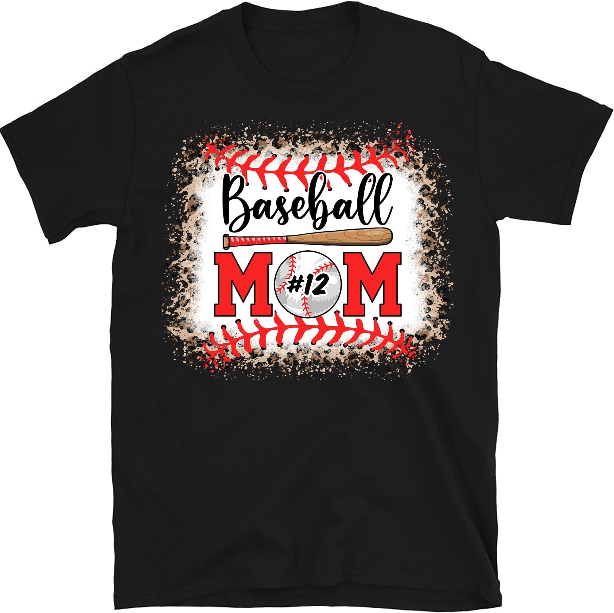 Personalized Shirt Baseball Mom Baseball Grandma Shirt Leopard Gift for Mother Day's, Family Member Baseball Gift