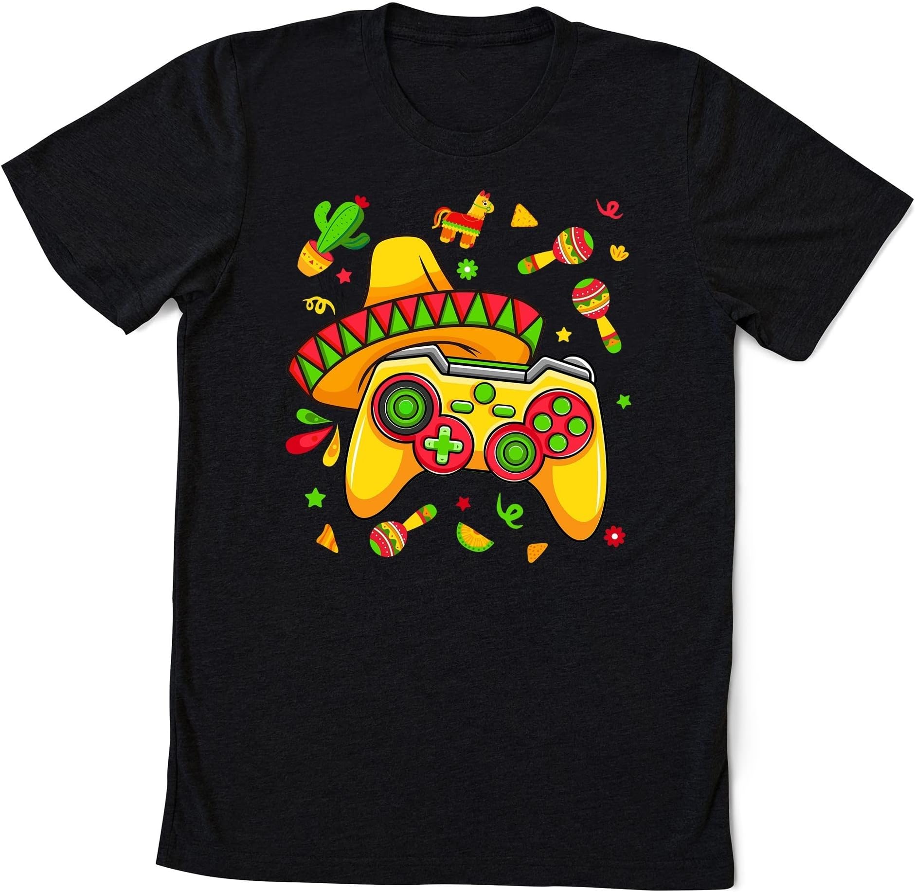 Funny Video Gamer Cinco De Mayo Boys Kids Let's Fiesta Party T-Shirt Multicolored