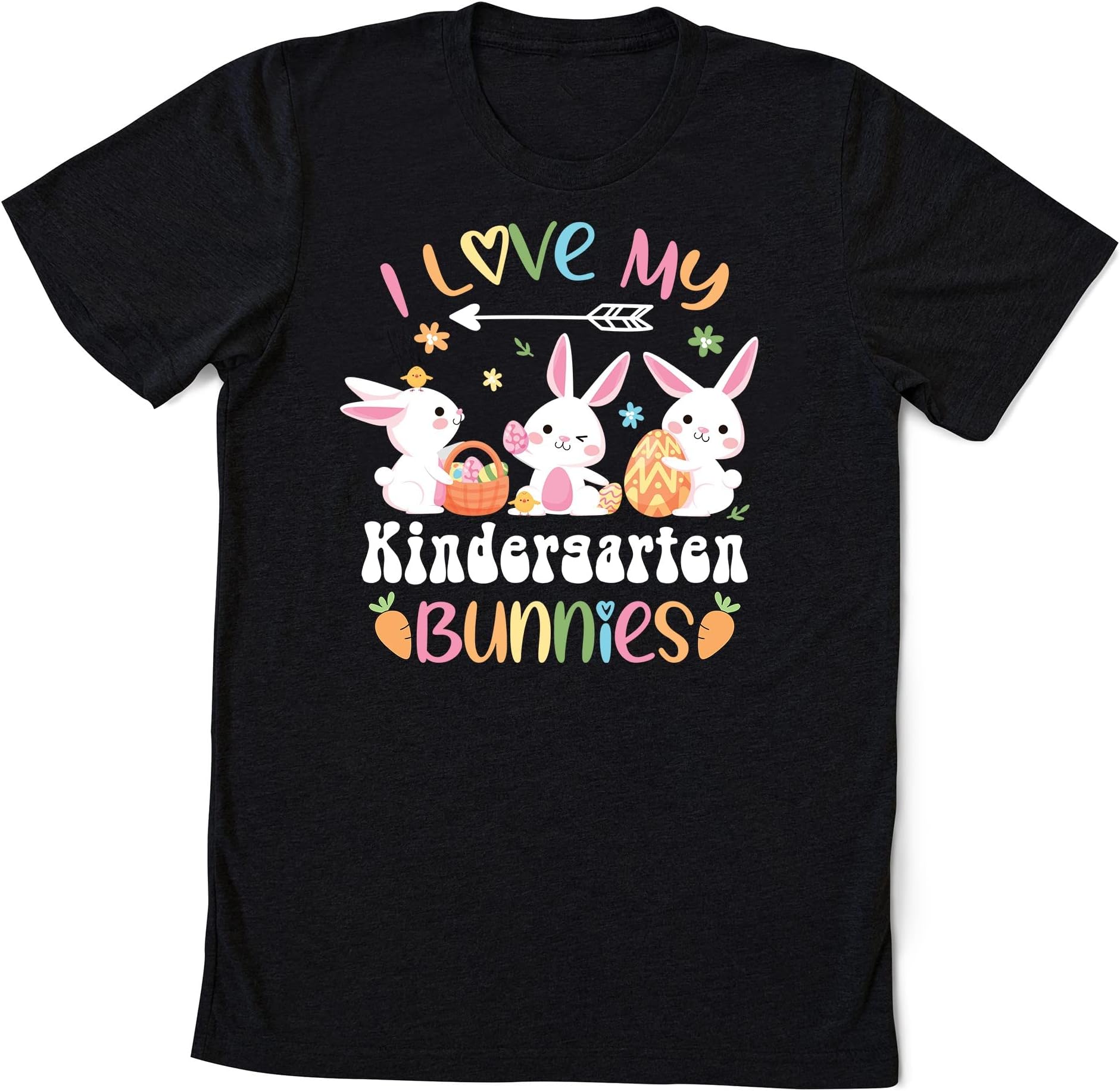 I Love My Kindergarten 1st Grade, 2nd Grade Bunnies Teacher Easter Day Bunny Egg T-Shirt, Bunny Teacher Shirt, Custom Teacher Tee Multicolored