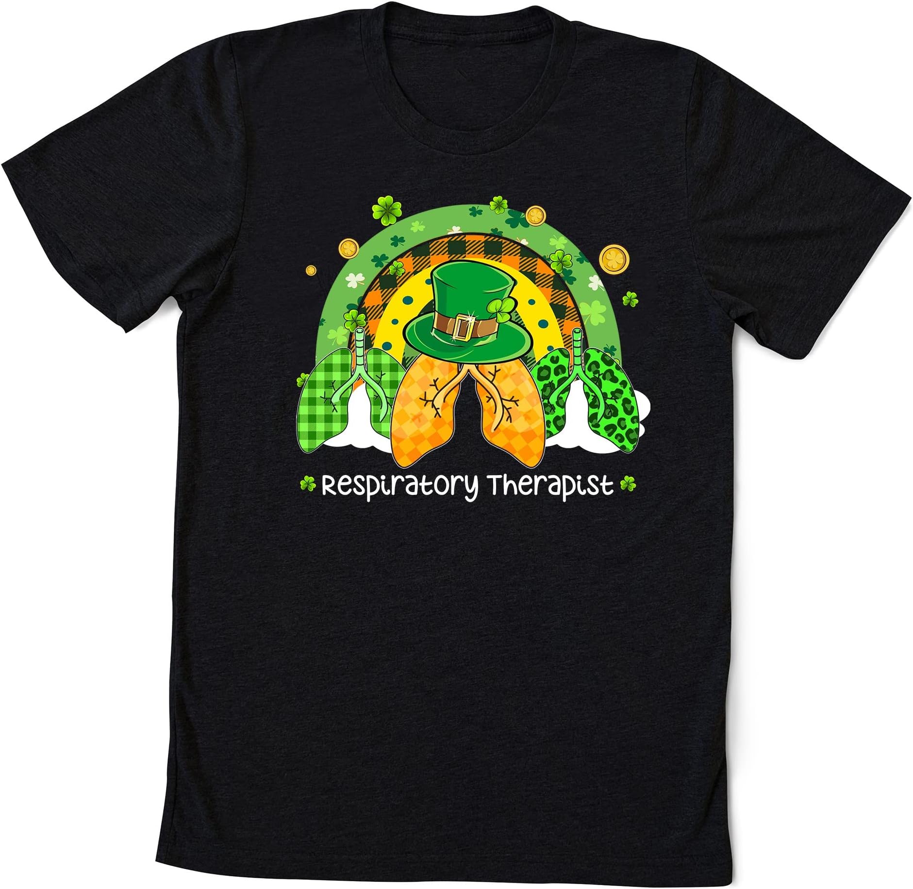 Rainbow St Patricks Day Respiratory Therapist Shirt- Paddy Day Respiratory – Lucky Shamrock Therapist – RT Nurse Patrick Day Shirt