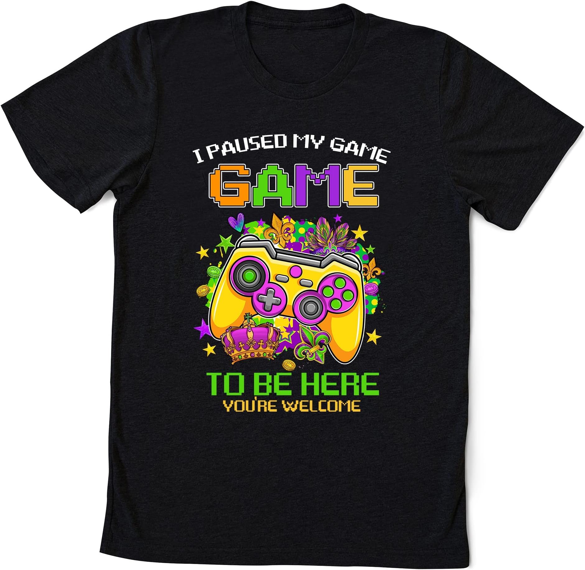 I Paused My Game to Be Here Shirt Men Boys Mardi Gras 2023 T-Shirt, Jester Hat Mardi Gras, Gamer Shirt, Mardi Gras Games Shirt, Video Game Shirt Multicolored