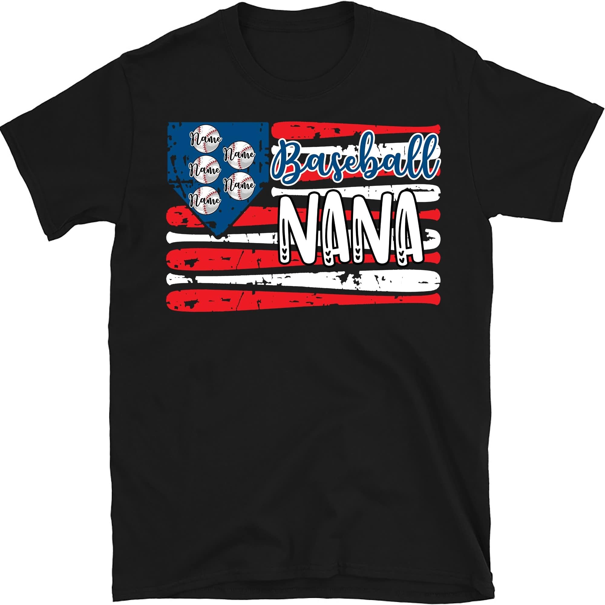 Personalized Baseball Grandma Shirt, Baseball Nana Tshirt, Shirt for Baseball Nan, Grandkid Names Baseball Grandma Shirt Multicolored