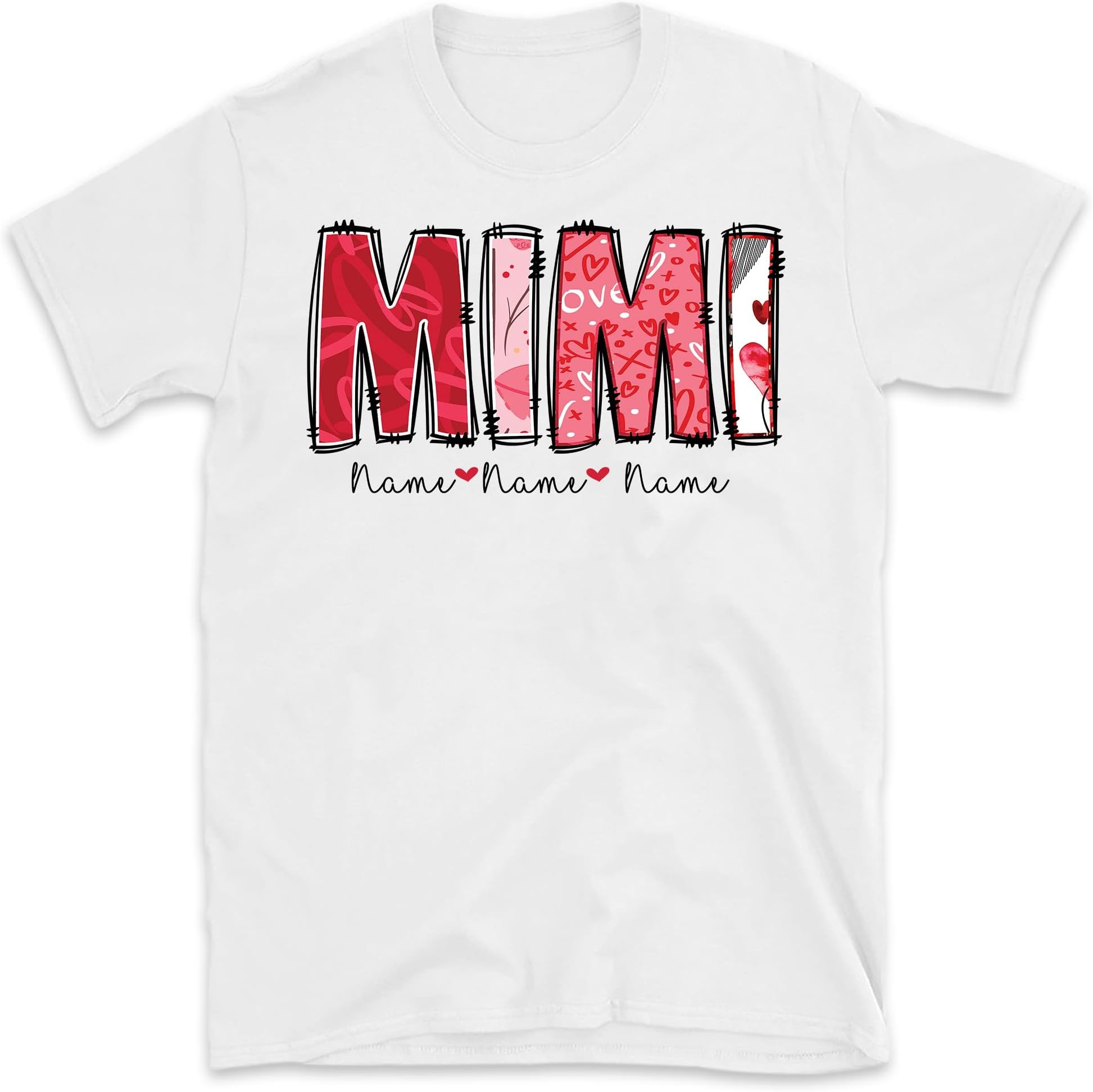 Personalized Nana Shirt, Custom Valentine Heart Mimi Shirt, Mama Heart Balloons Shirt, Gigi Shirt for Valentine Gift Multicolored