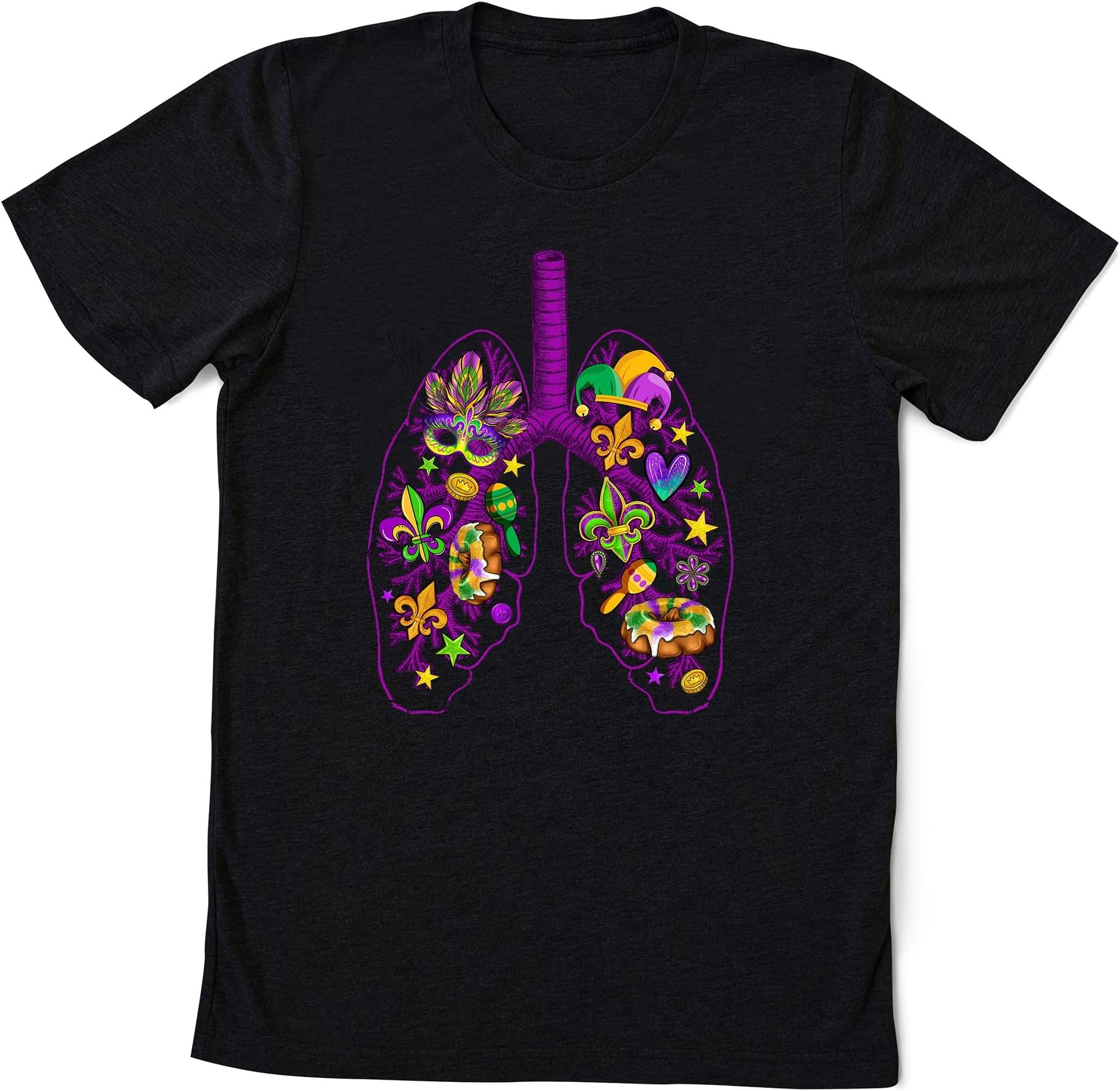 Anatomical Lungs Mardi Gras Shirt,Nurse Appreciate Shirt,Nurses Fat Tuesday Gift Louisiana Nurse Life Shirt,Mardi Gras Carnival Gift for Her Multicolored