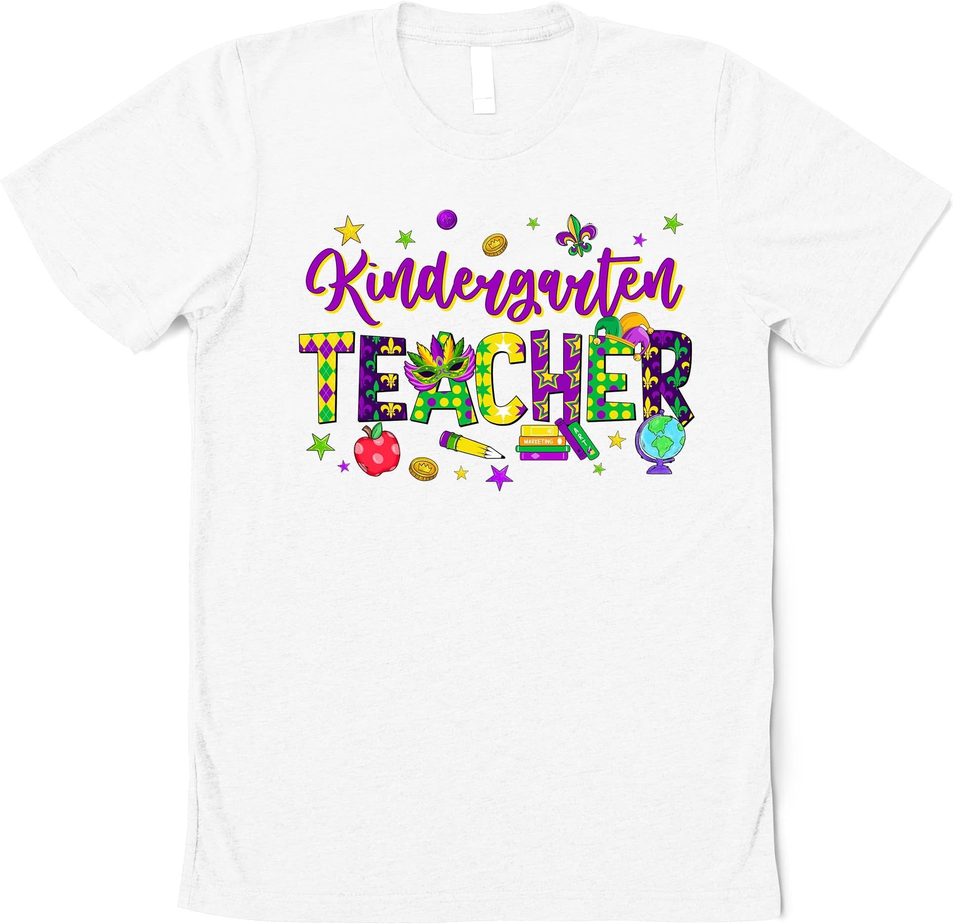 Mardi Gras Kindergarten Teacher Shirt, Nola Shirt, Fat Tuesday Shirt,Flower de luce tee,Saints New Orleans Shirt,Mardi Gras Carnival,Mardi Gras
