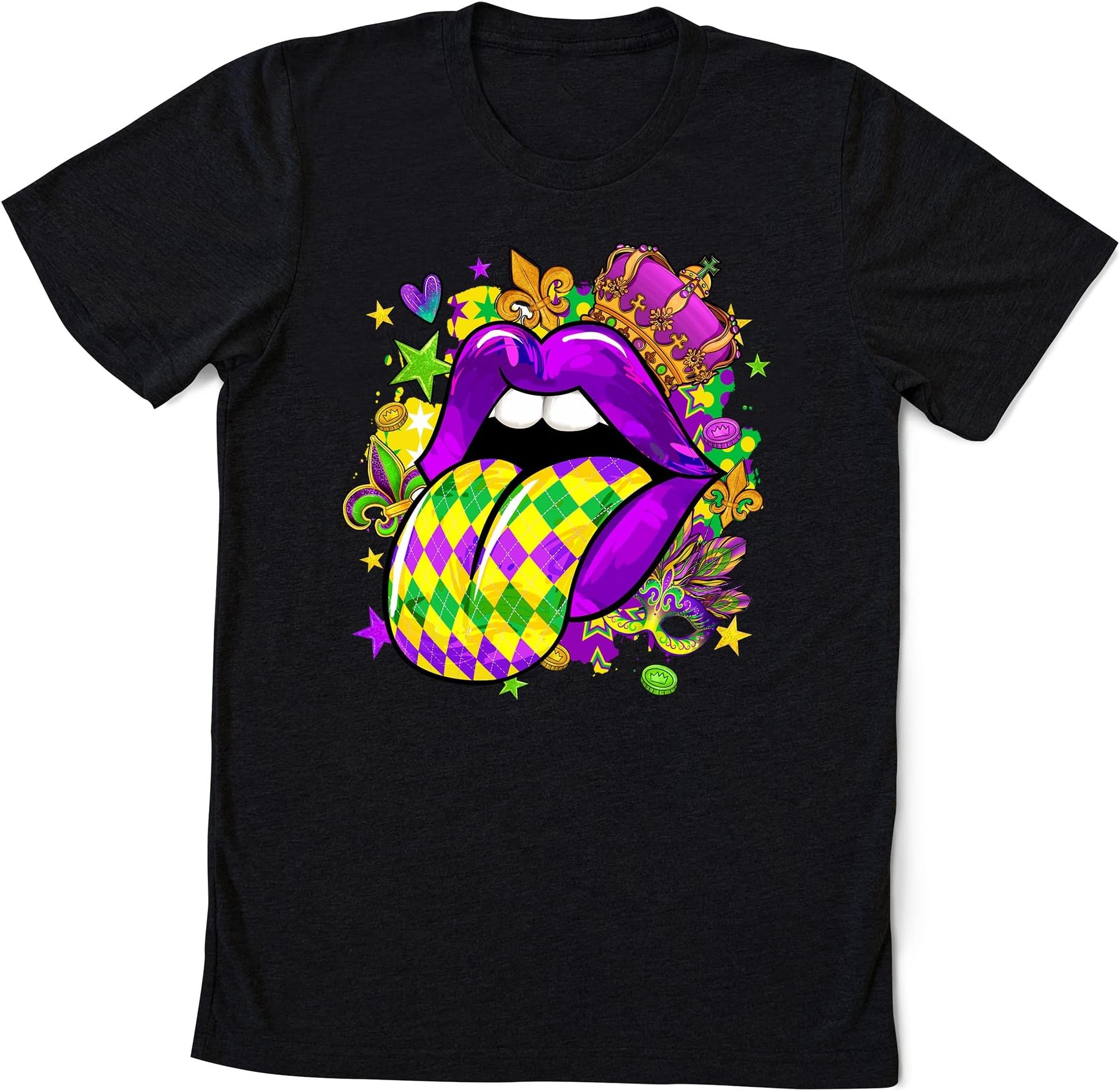 Lips Mardi Gras Shirt, Mardi Gras Shirt, Lips Mardi Gras, Mardi Gras Festival Shirt, New Orleans Shirt, Fat Tuesday Gift Multicolored