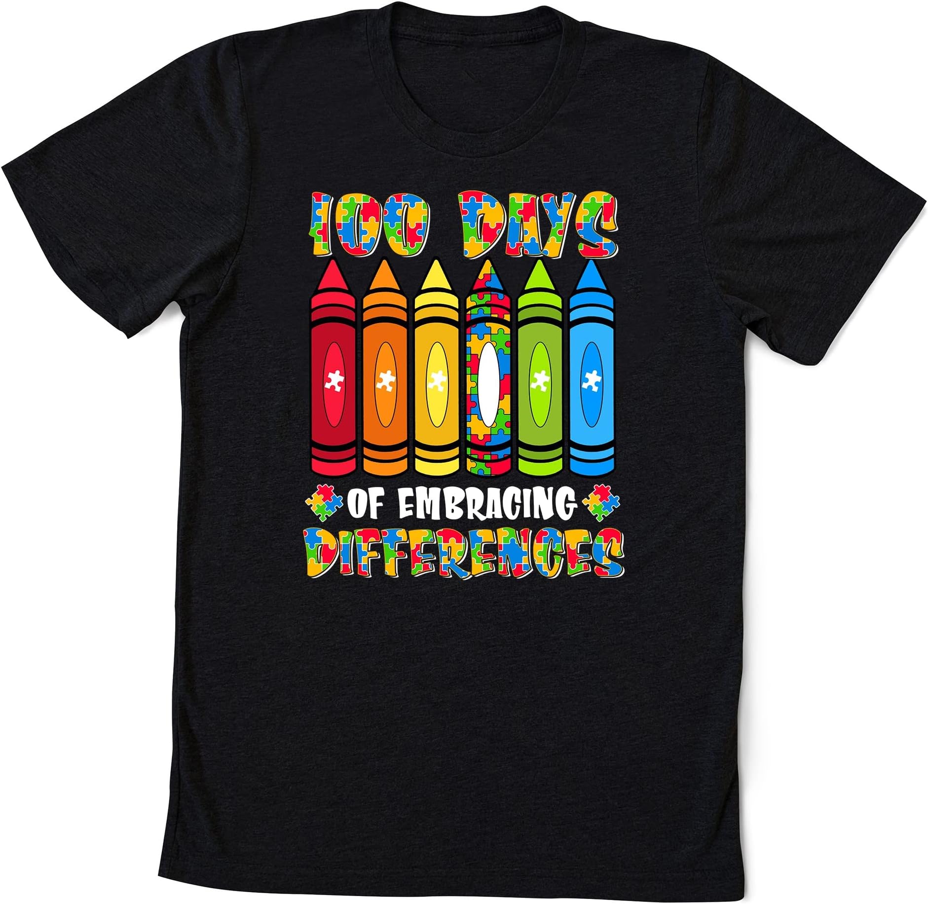 Embrace Differences 100 Days of School Shirt Special Education Teacher Shirt Puzzle Shirt 100 Days Autism Awareness, Autism Teacher Multicolored