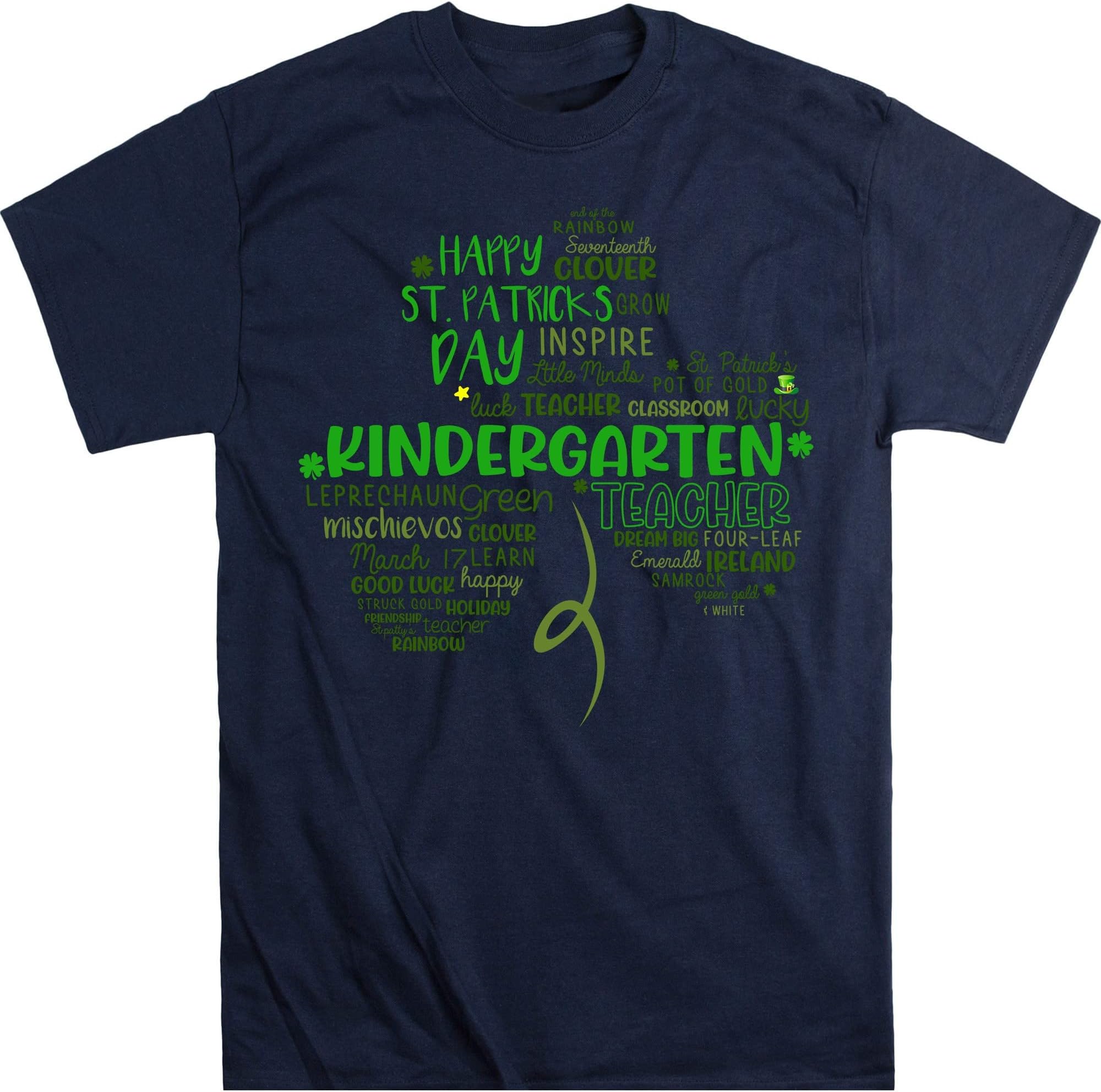 St Patricks Day Love Kindergarten Teacher Irish Shamrocks T-Shirt, Teacher Shirt, Shamrock Shirt – Navy/XX-Large
