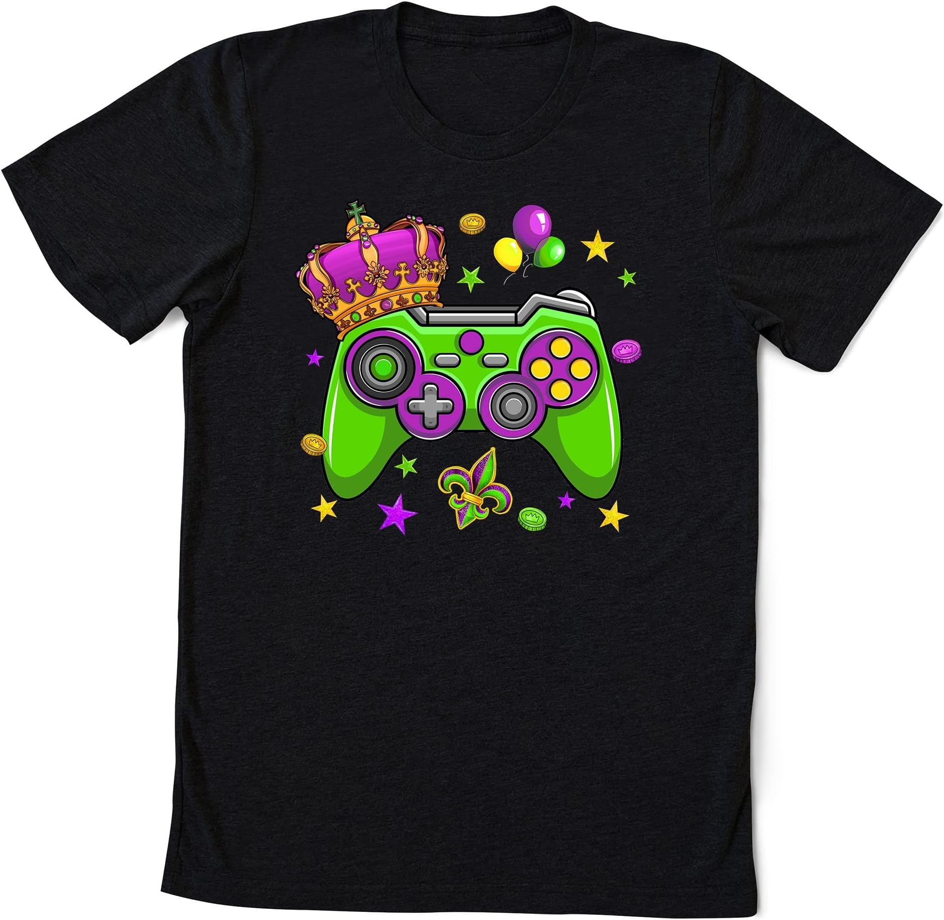 Mardi Gras Video Game Controller Jester Hat Costume Kids T-Shirt, Carnival Mardi Gras T-Shirt Multicolored