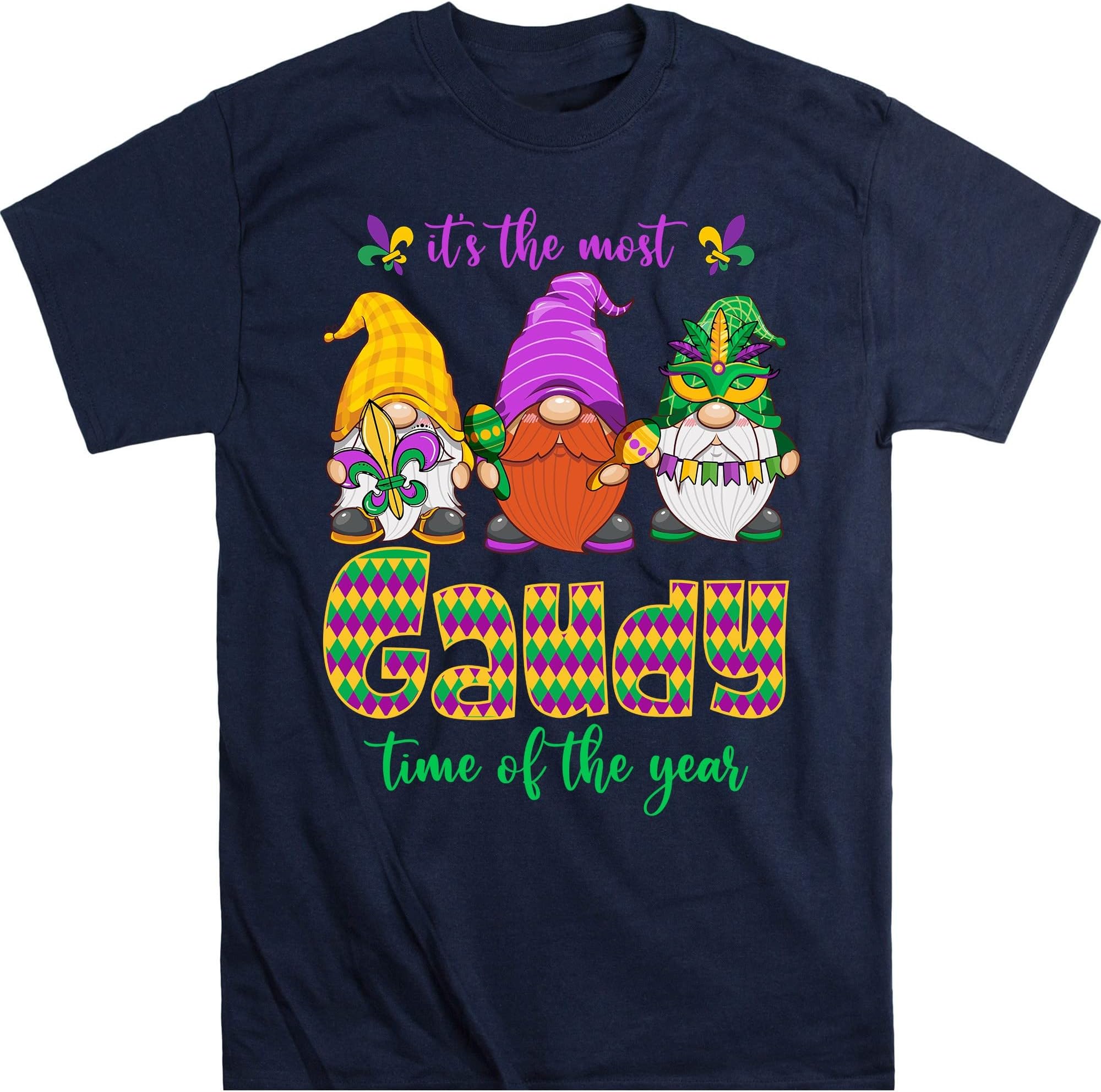 Gaudy Time 0f The Year Shirt, Gnomes Fleur-De-Lis Shirt, Women Fat Tuesday Shirt, Mardi Gras Gnome Shirt, Louisiana Shirt