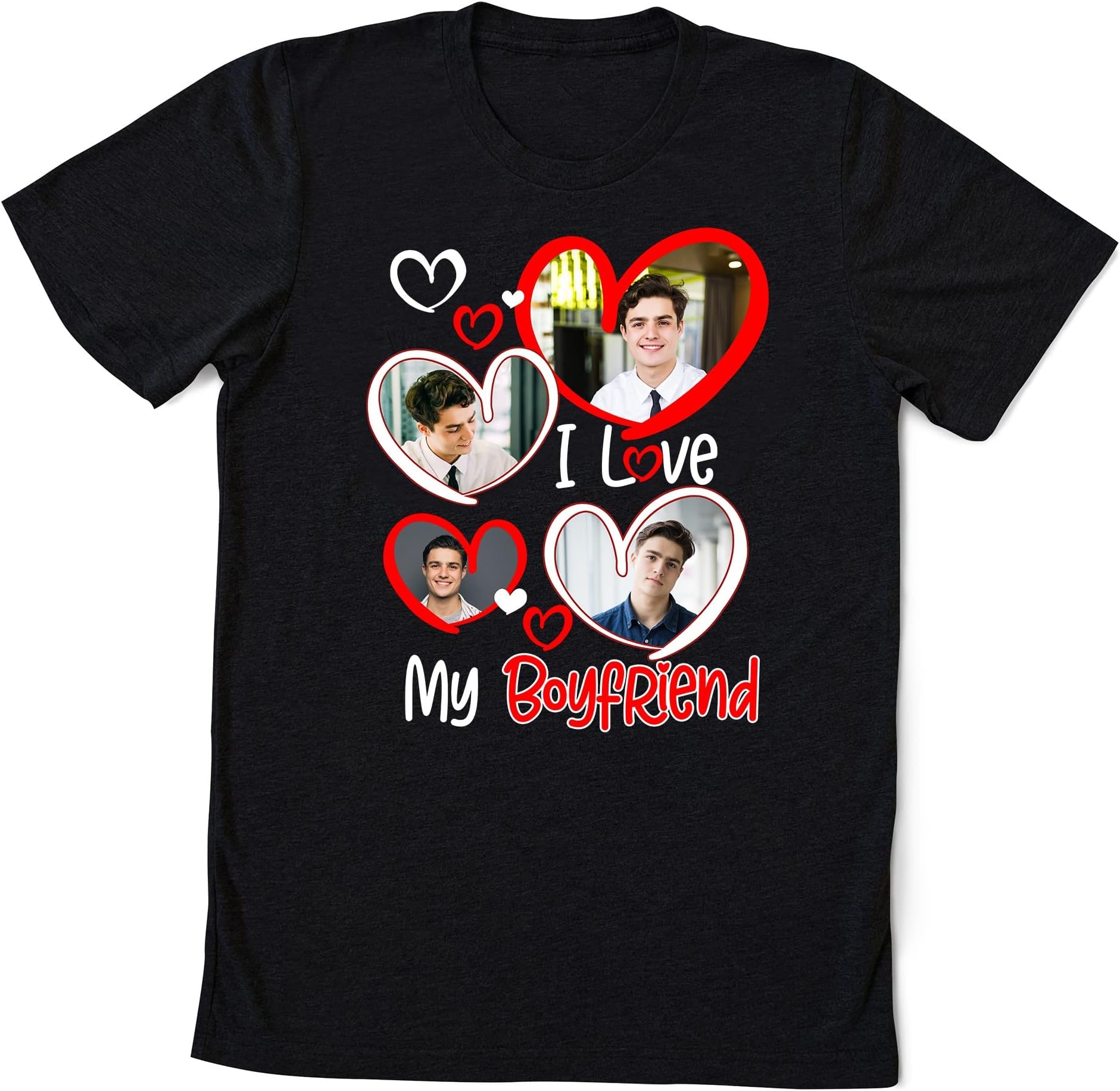 I Love My Boyfriend Shirt Custom, I Love My Girlfriend Shirt Custom Picture Valentine Unisex, Personalized Boyfriend Shirt Multicolored