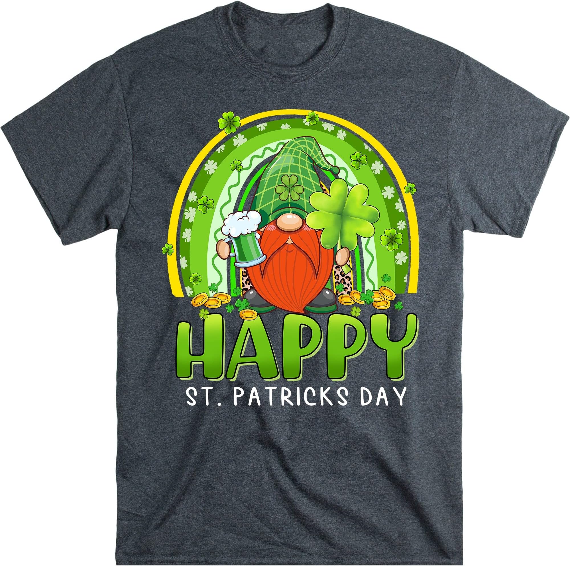Gnome Holding Lucky Shamrock Rainbow Leopard St Patricks Day T-Shirt, Shamrock Shirt, St Patrick's Day Shirts