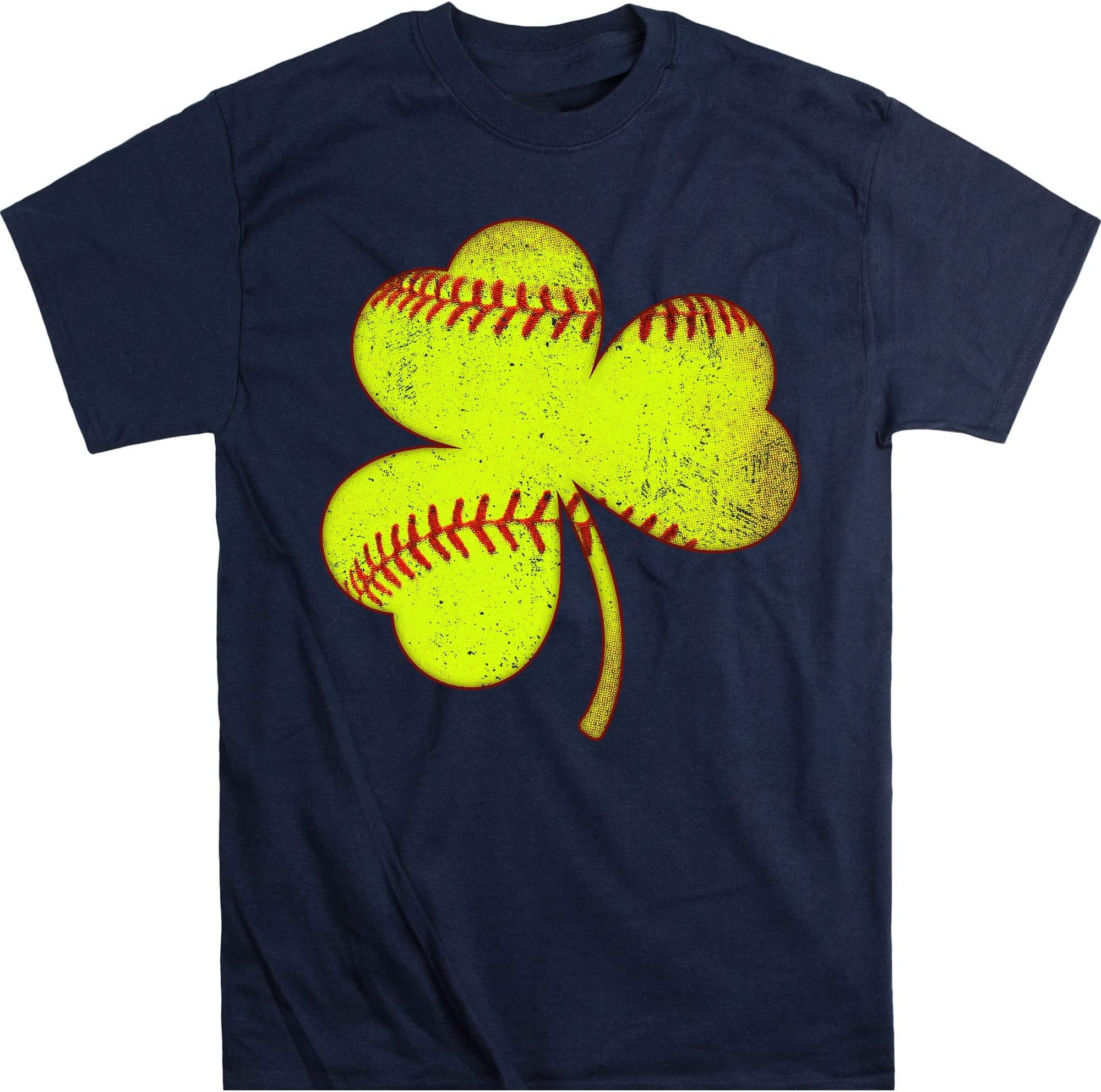 Vintage Shamrock Softball Shirt St Patricks Day Womens Girls T-Shirt, Softball Player St Patricks Day Lucky Clover T-Shirt – Navy/4X-Large