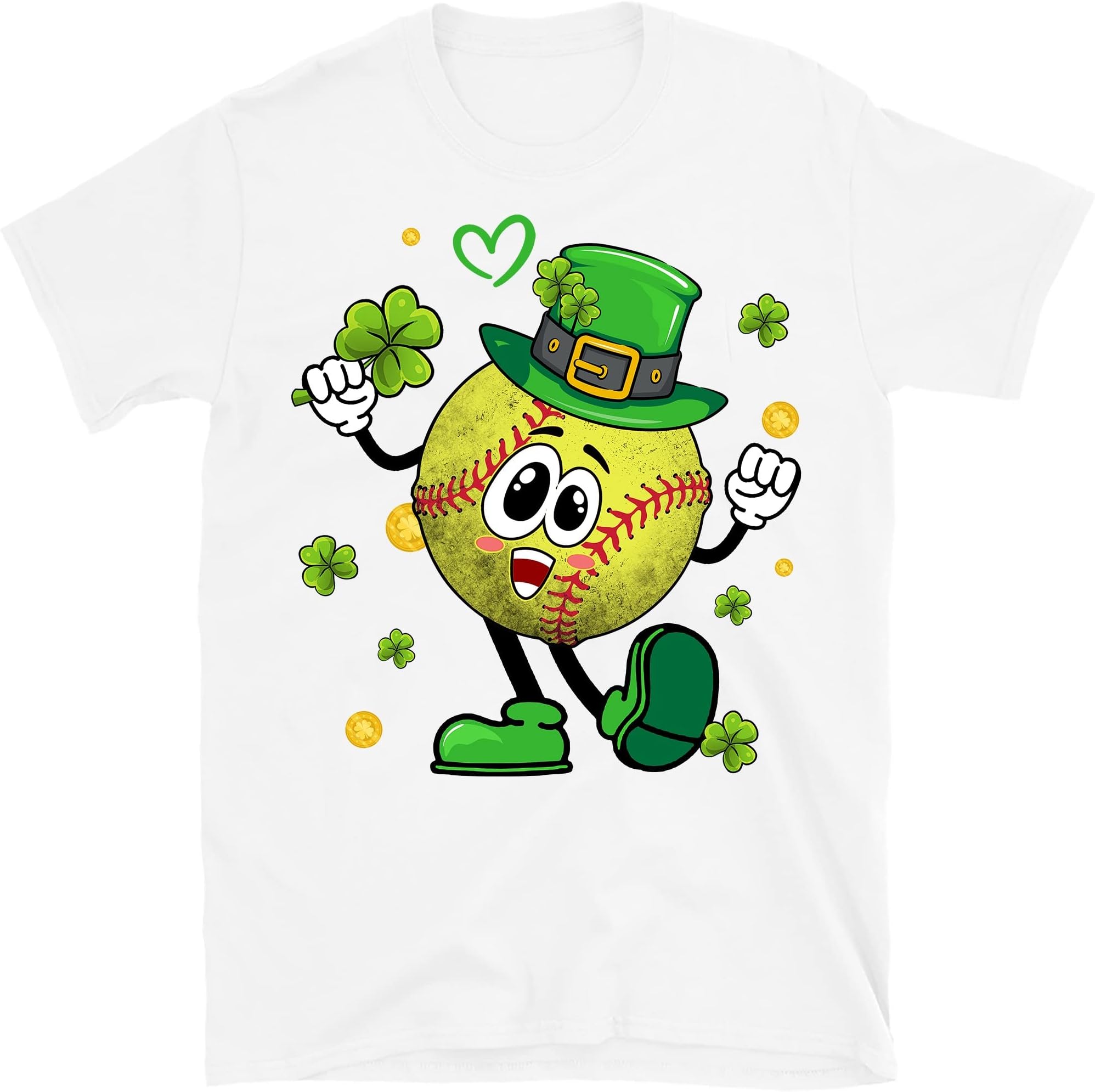 Shamrock Softball Shirt St Patricks Day Womens Girls T-Shirt, Softball Player St Patricks Day Lucky Clover T-Shirt