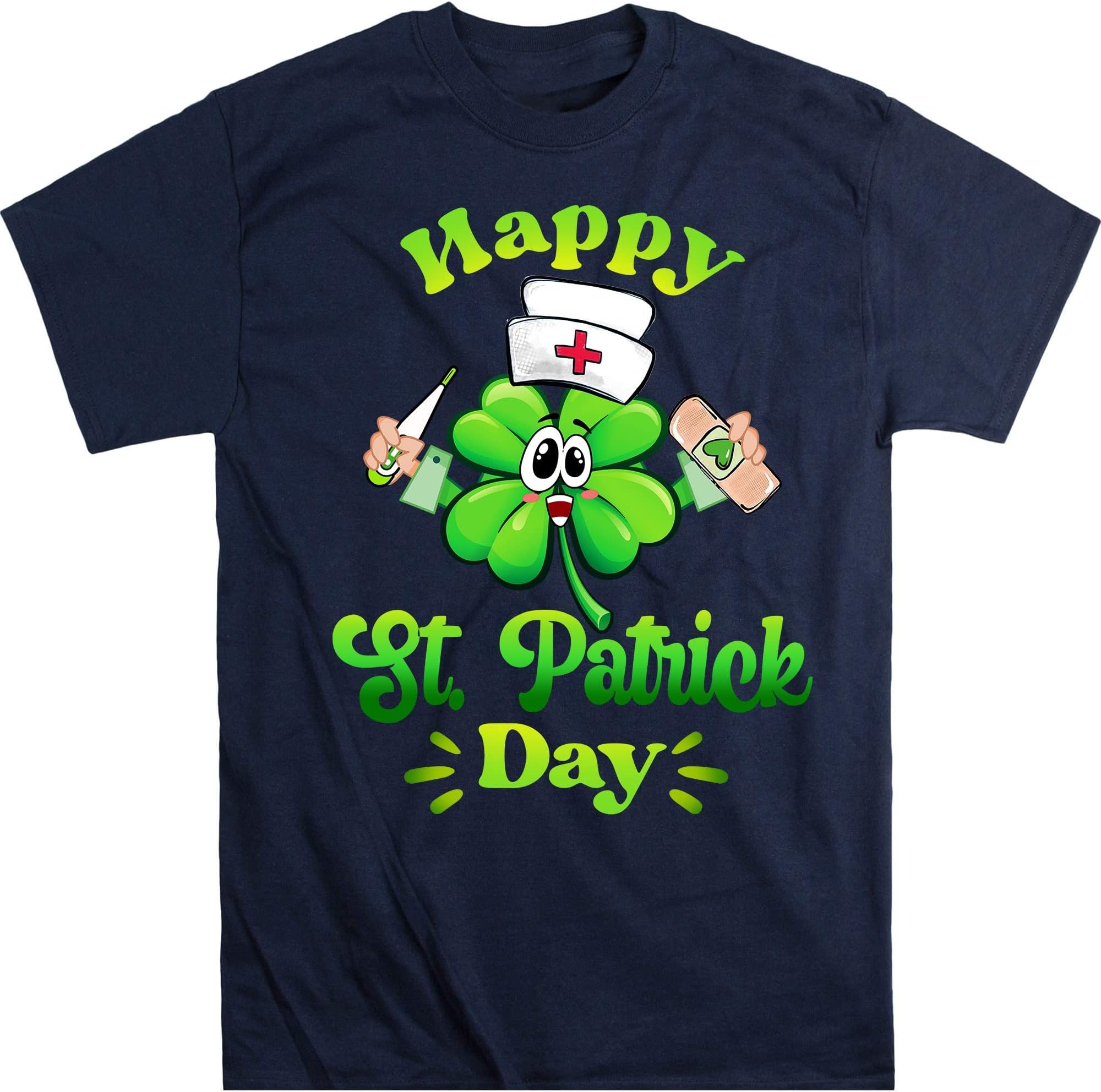 Happy Nurse Shamrock Lucky St. Patrick Day Gift Men Women Patrick's Day T-Shirt, Nurse Patrick Day, Nurse Gift – Navy/4X-Large