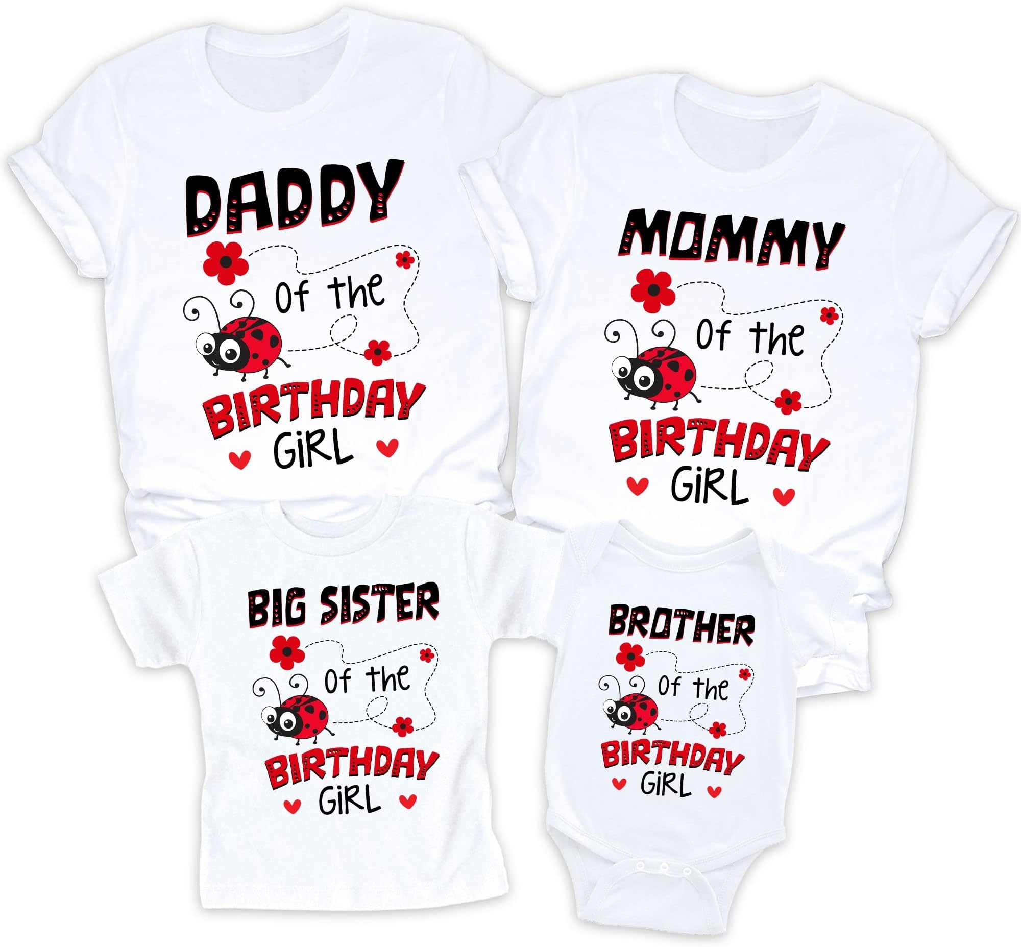 Ladybug Birthday, Ladybug Party, Ladybug 1st Birthday, Ladybug Matching Shirt, Birthday Matching Set Multicolored
