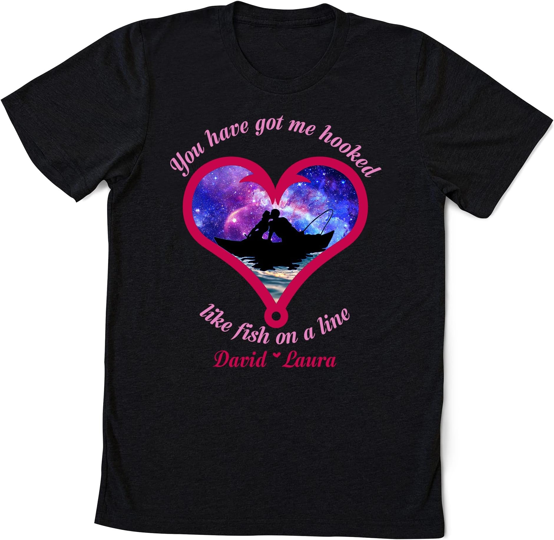 Husband & Wife Fishing T Shirt, Memorial Husband Wife Shirt, A Big of My Heart Lives in Heaven Shirt Multicolored