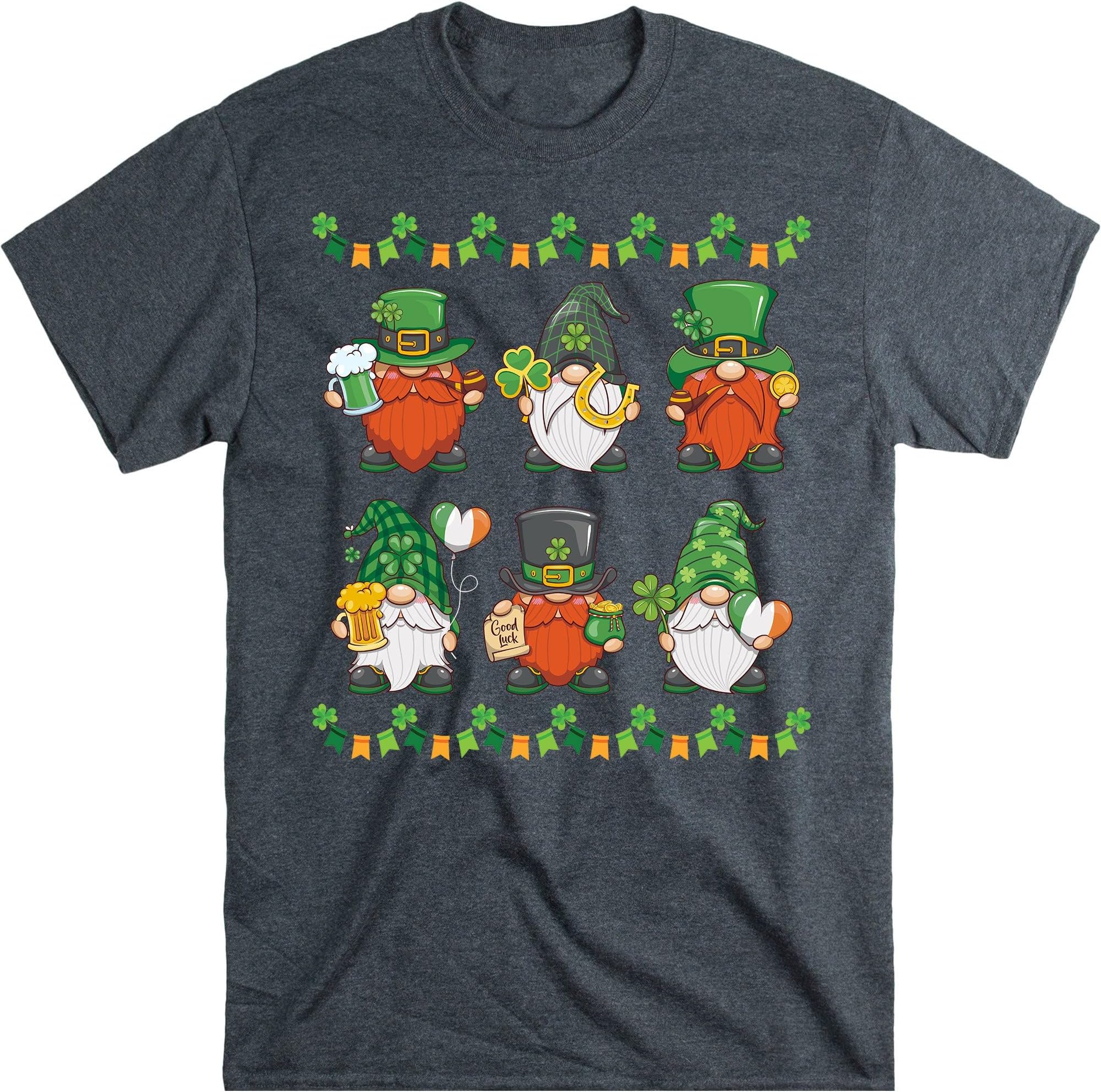 Cute Gnomes Happy St Patricks Day Adults Boys Kids, Gnomes St Patricks Day Shirt, Leprechaun Shirt – Dark Heather/XX-Large