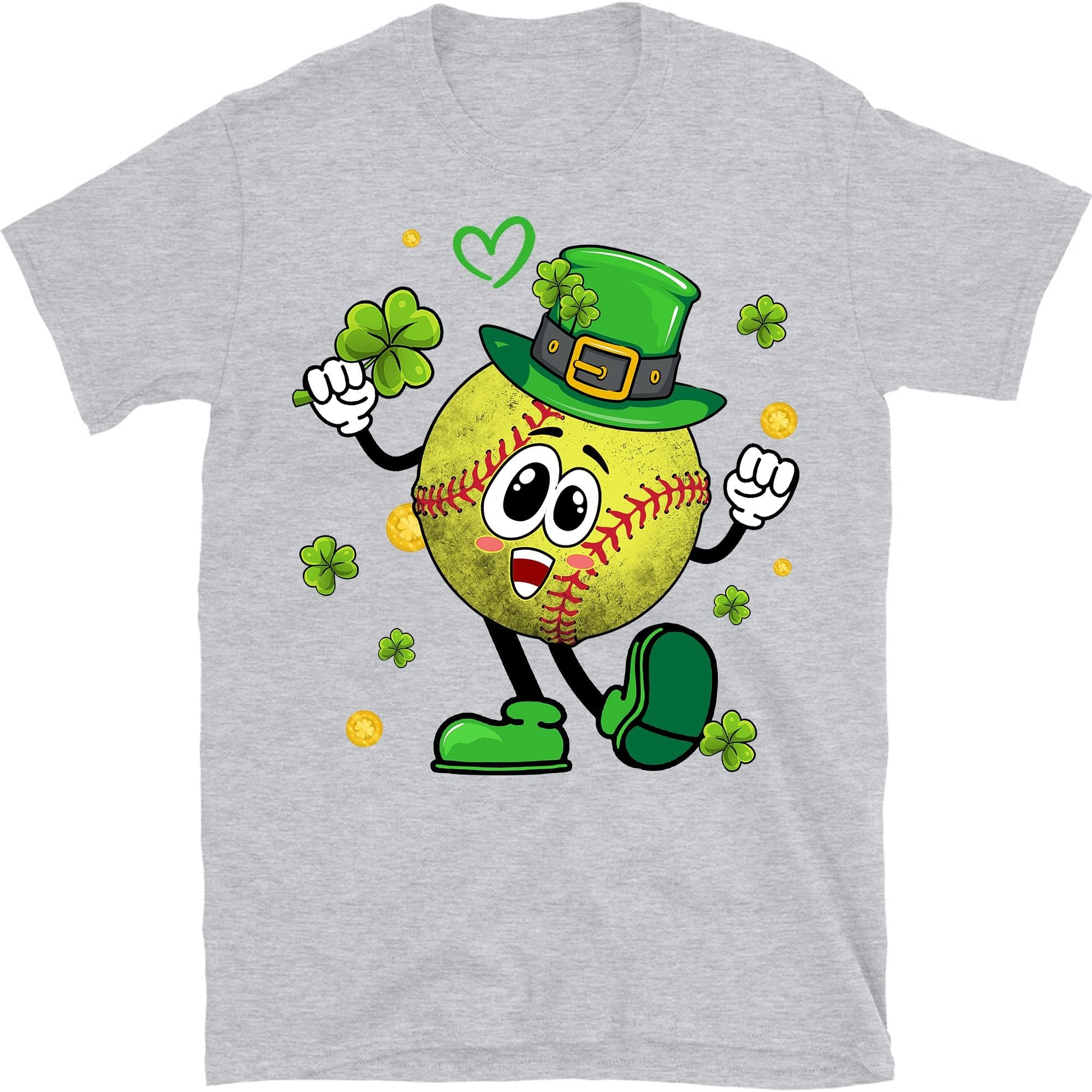 Shamrock Softball Shirt St Patricks Day Womens Girls T-Shirt, Softball Player St Patricks Day Lucky Clover T-Shirt