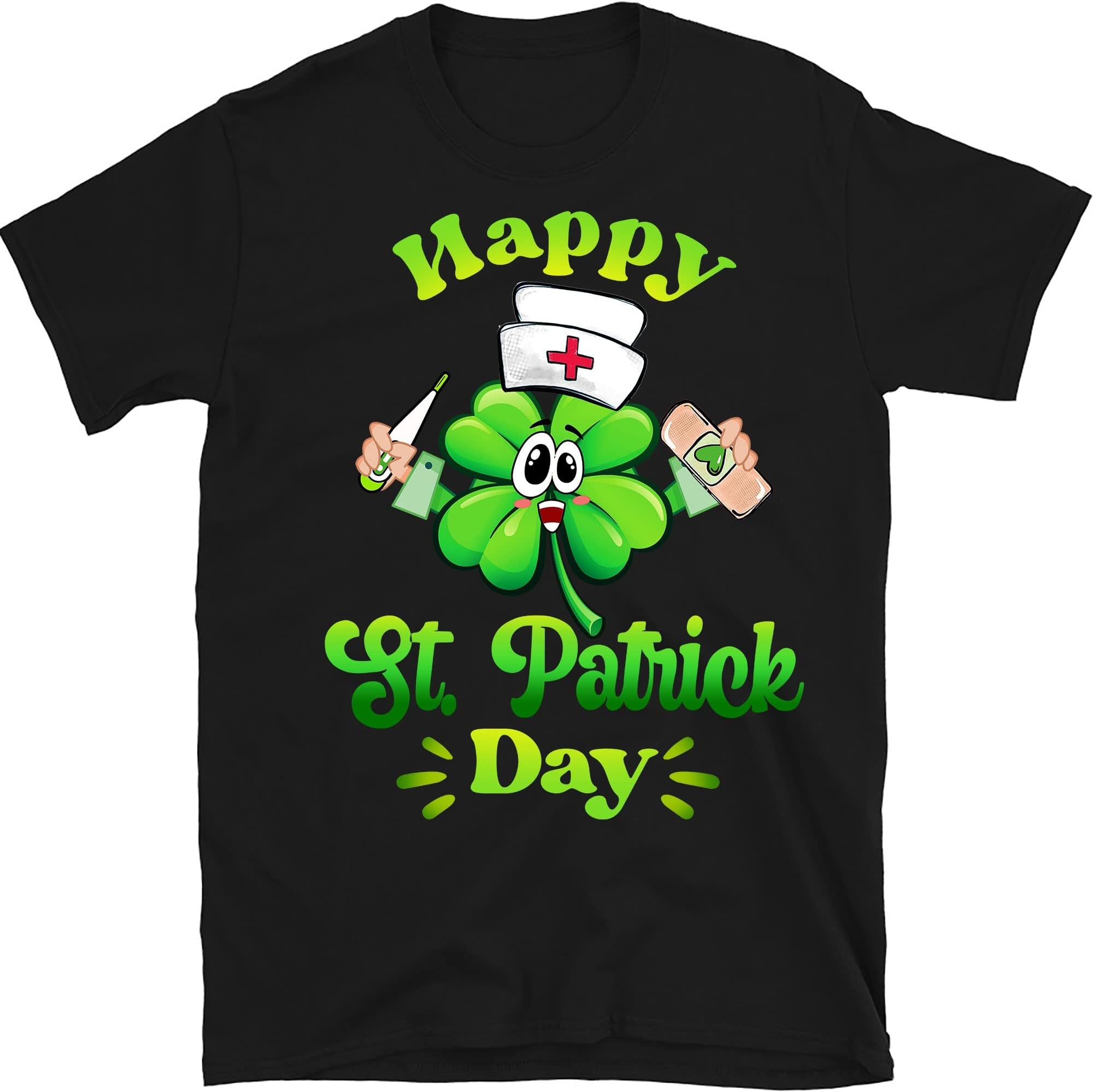 Happy Nurse Shamrock Lucky St. Patrick Day Gift Men Women Patrick's Day T-Shirt, Nurse Patrick Day, Nurse Gift – Black/3X-Large