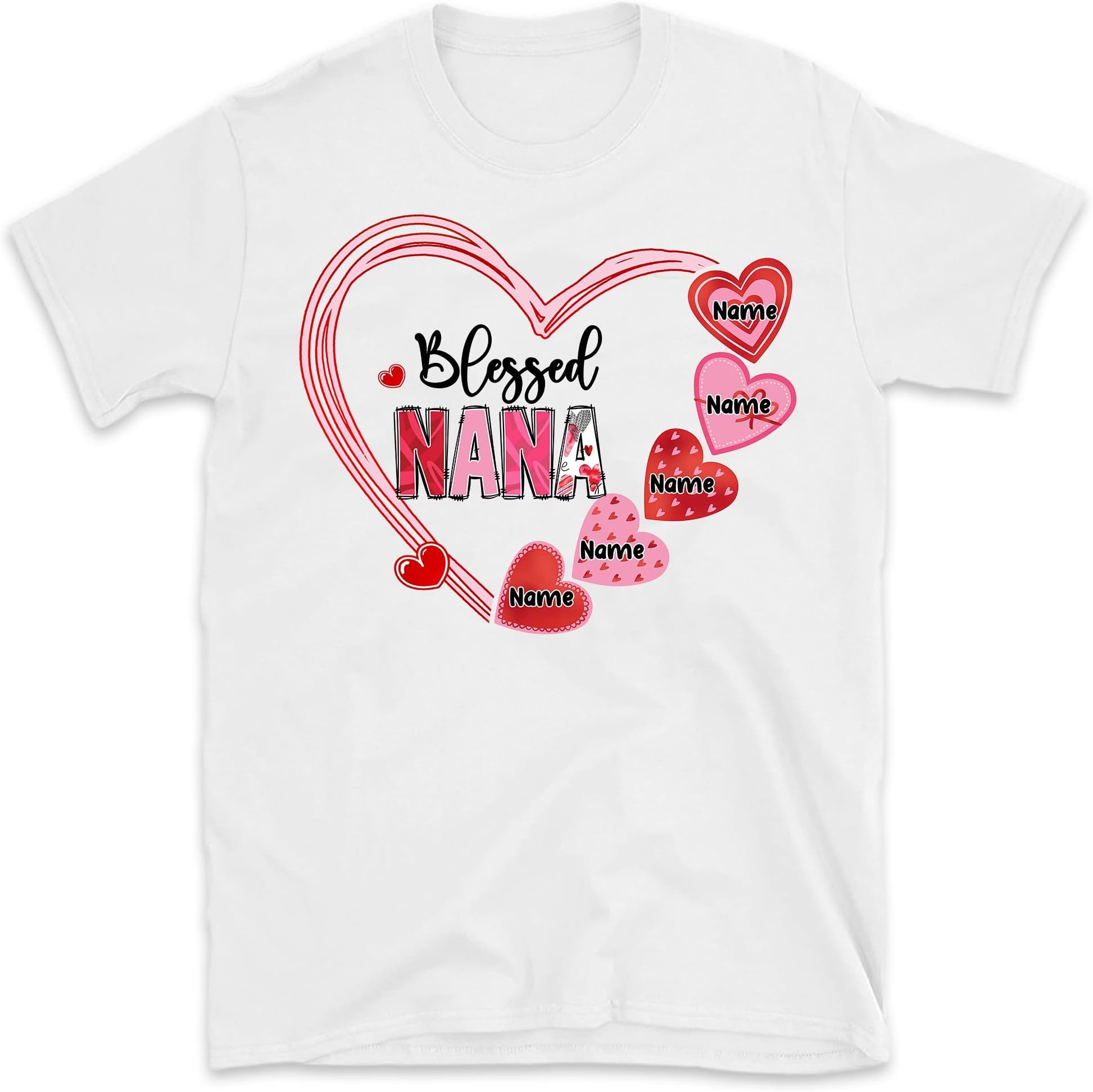 Custom One Blessed Grandma Shirt, Custom Valentine Heart Mimi Shirt, Nana Heart String Shirt, Blessed Gigi Shirt for Valentine Gift Multicolored