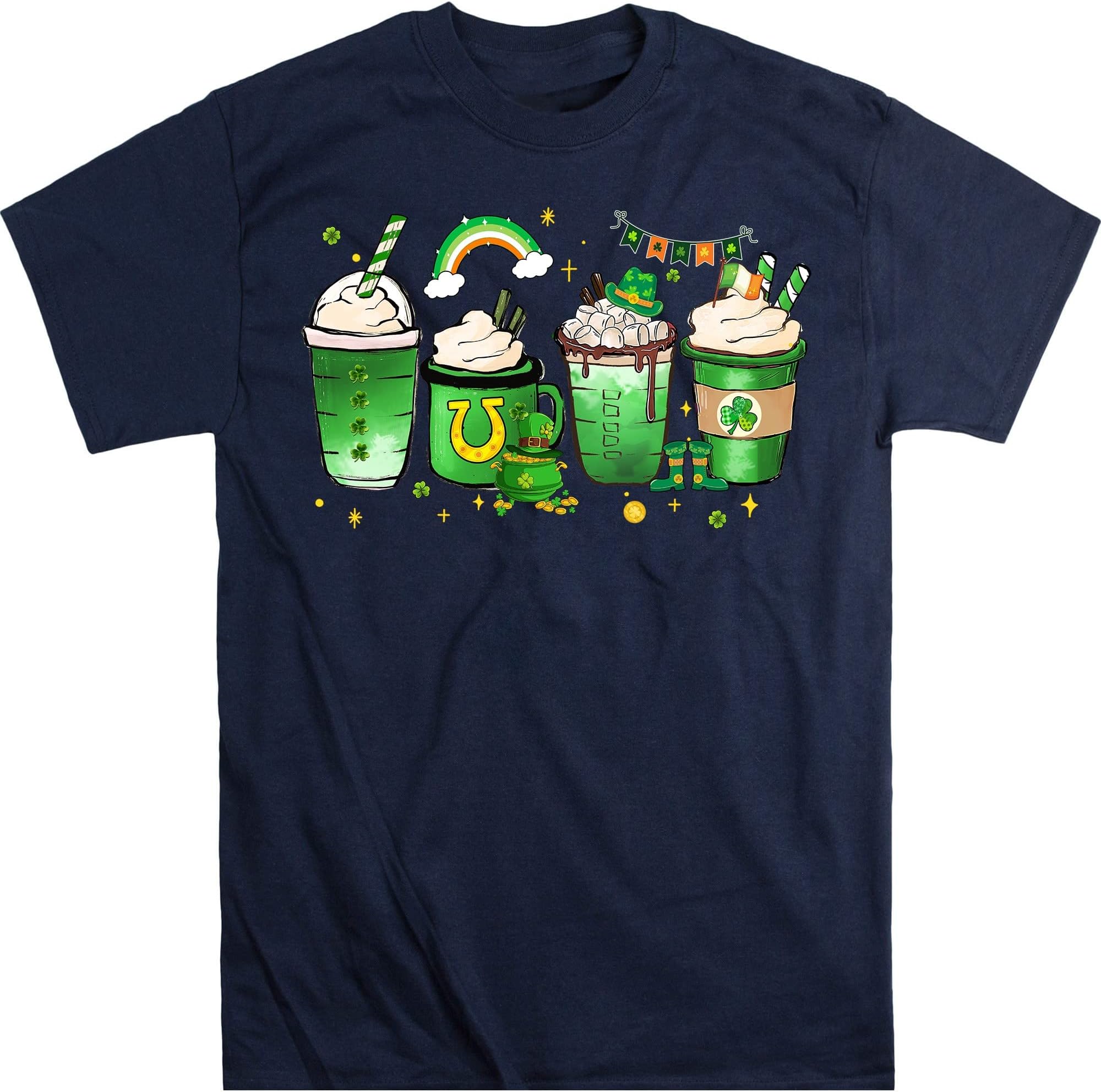 St Patricks Day Coffee Shirt, St Patricks Day Shirts, Shamrock Shirt, Coffee Lover St Patricks Day Tee, Gifts for Irish – Navy/4X-Large