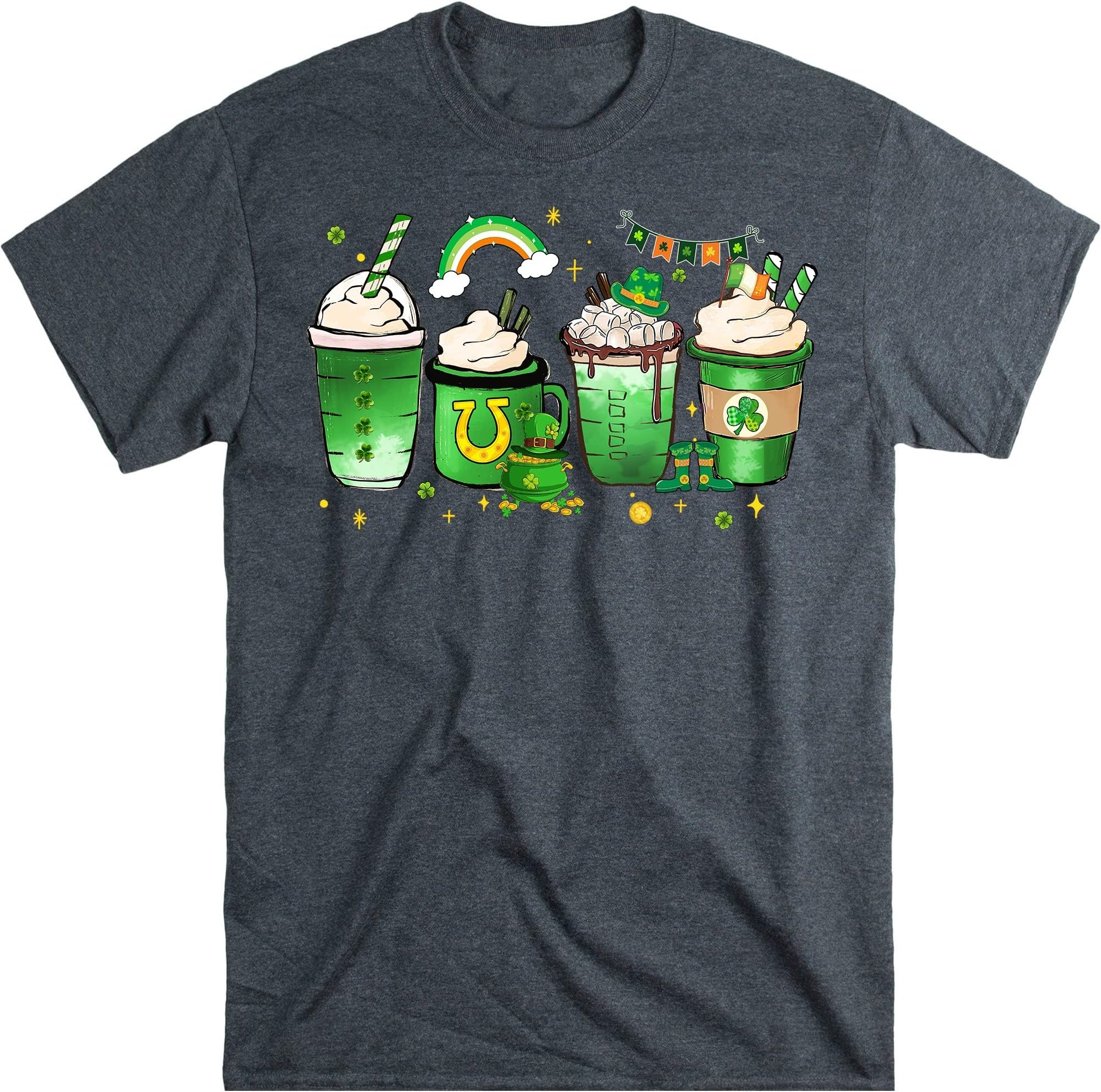 St Patricks Day Coffee Shirt, St Patricks Day Shirts, Shamrock Shirt, Coffee Lover St Patricks Day Tee, Gifts for Irish – Dark Heather/Small