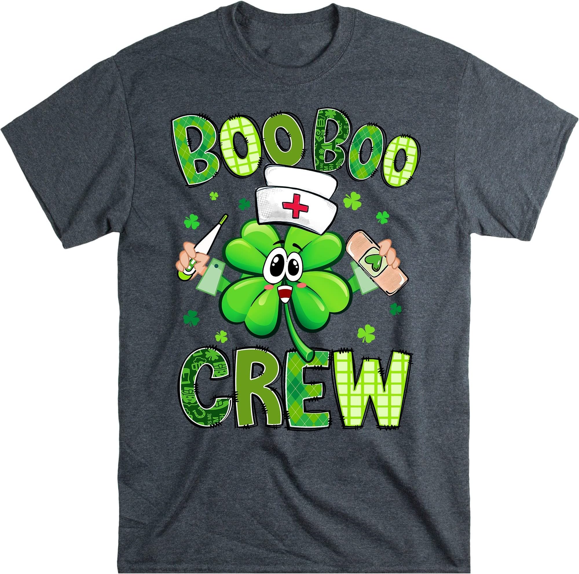 St Patricks Day Nurse Shirt Boo Boo Crew Green Lucky Gift T-Shirt, Stethoscope Nurse St Patrick's Day T-Shirt, Nurse – Dark Heather/XX-Large