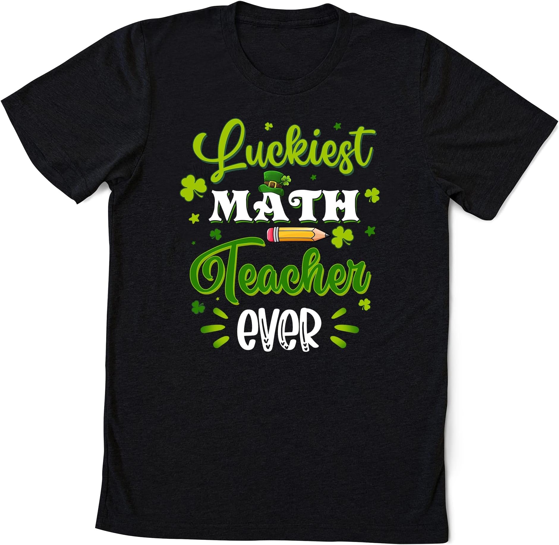 Luckiest Math Teacher Ever Funny Shamrock St Patricks Day T-Shirt, Blessed Teacher, Teacher Gift, Shamrock Shirt
