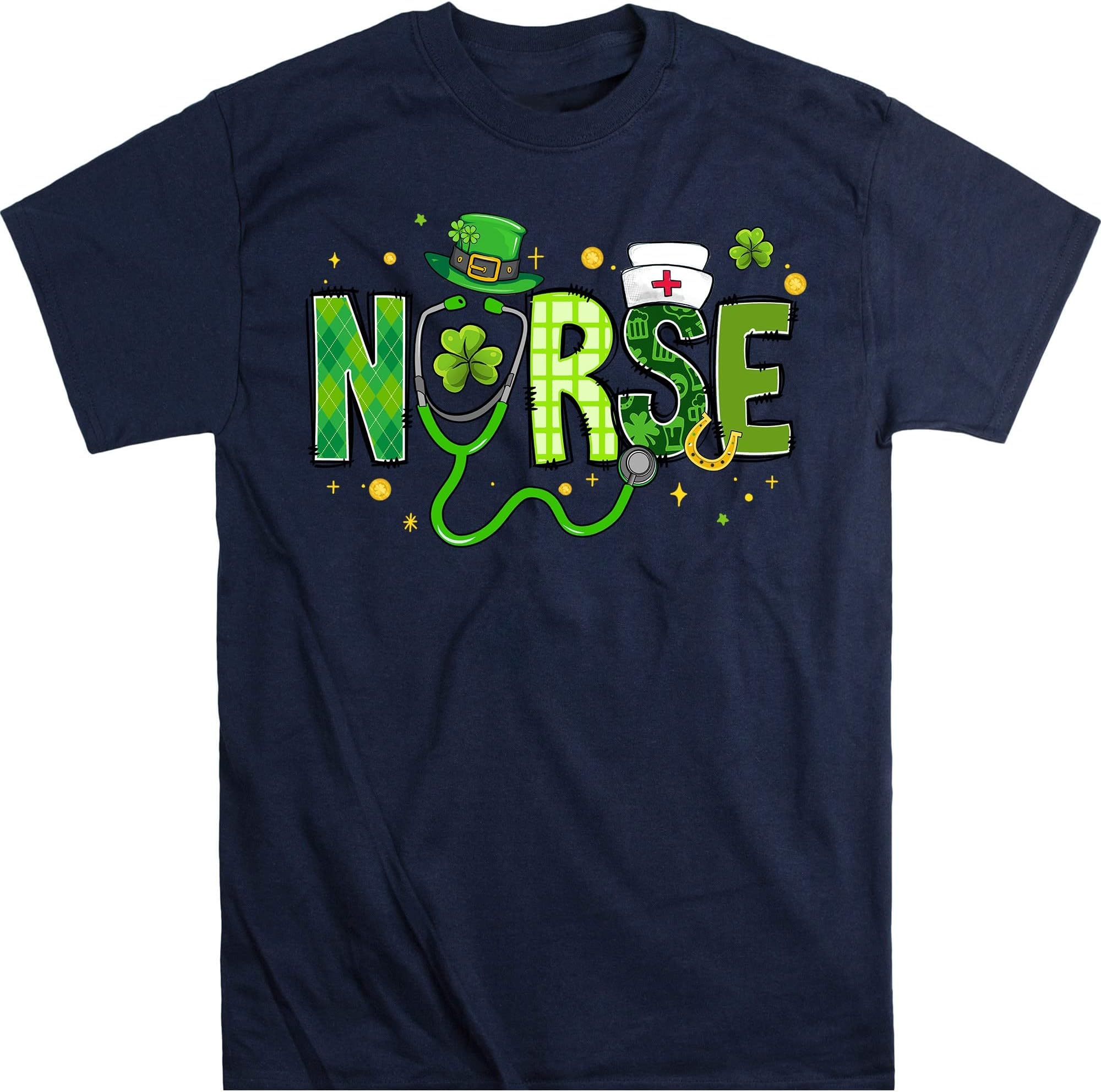 Irish Nurse Stethoscope Scrub St Patricks Day Nurses Women T-Shirt, Nurse Patrick Day, Nurse Gift – Navy/4X-Large