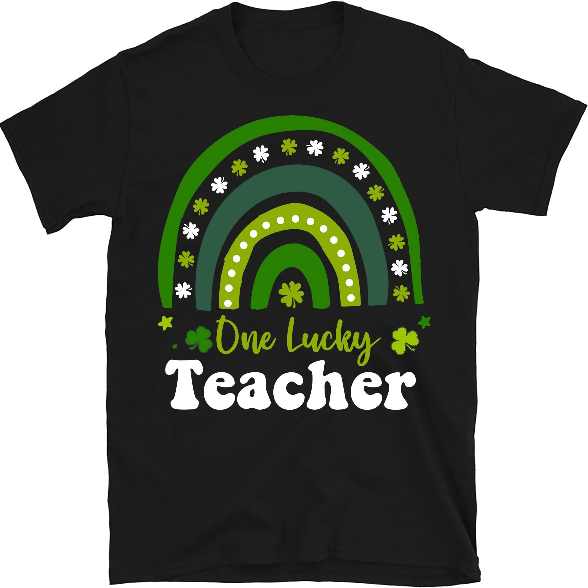 One Lucky Teacher Shirt, Teacher Shirt, St Patrick's Day Teacher Shirt, Blessed Teacher, Teacher Gift, Shamrock Shirt – Black/3X-Large