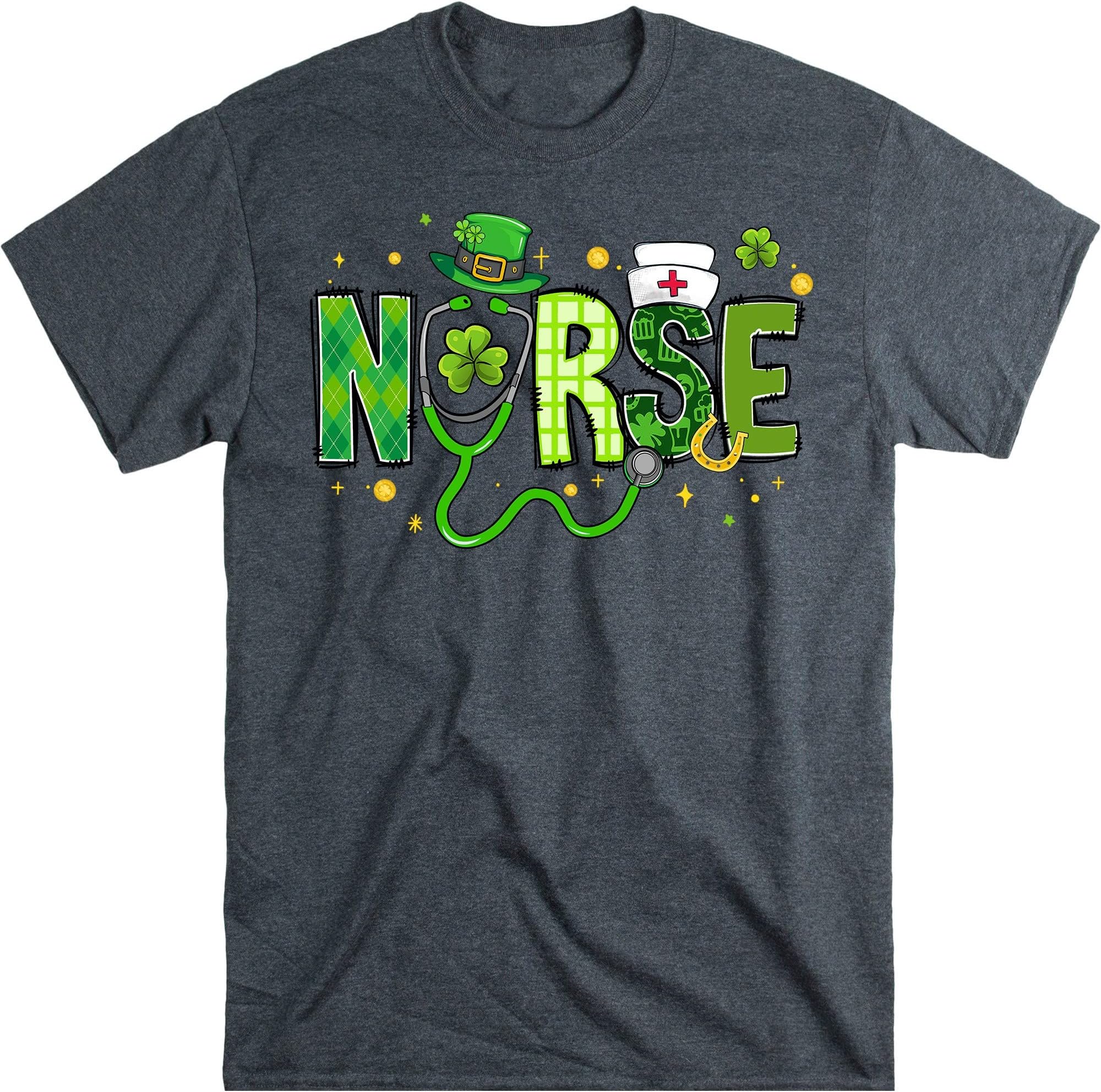 Irish Nurse Stethoscope Scrub St Patricks Day Nurses Women T-Shirt, Nurse Patrick Day, Nurse Gift