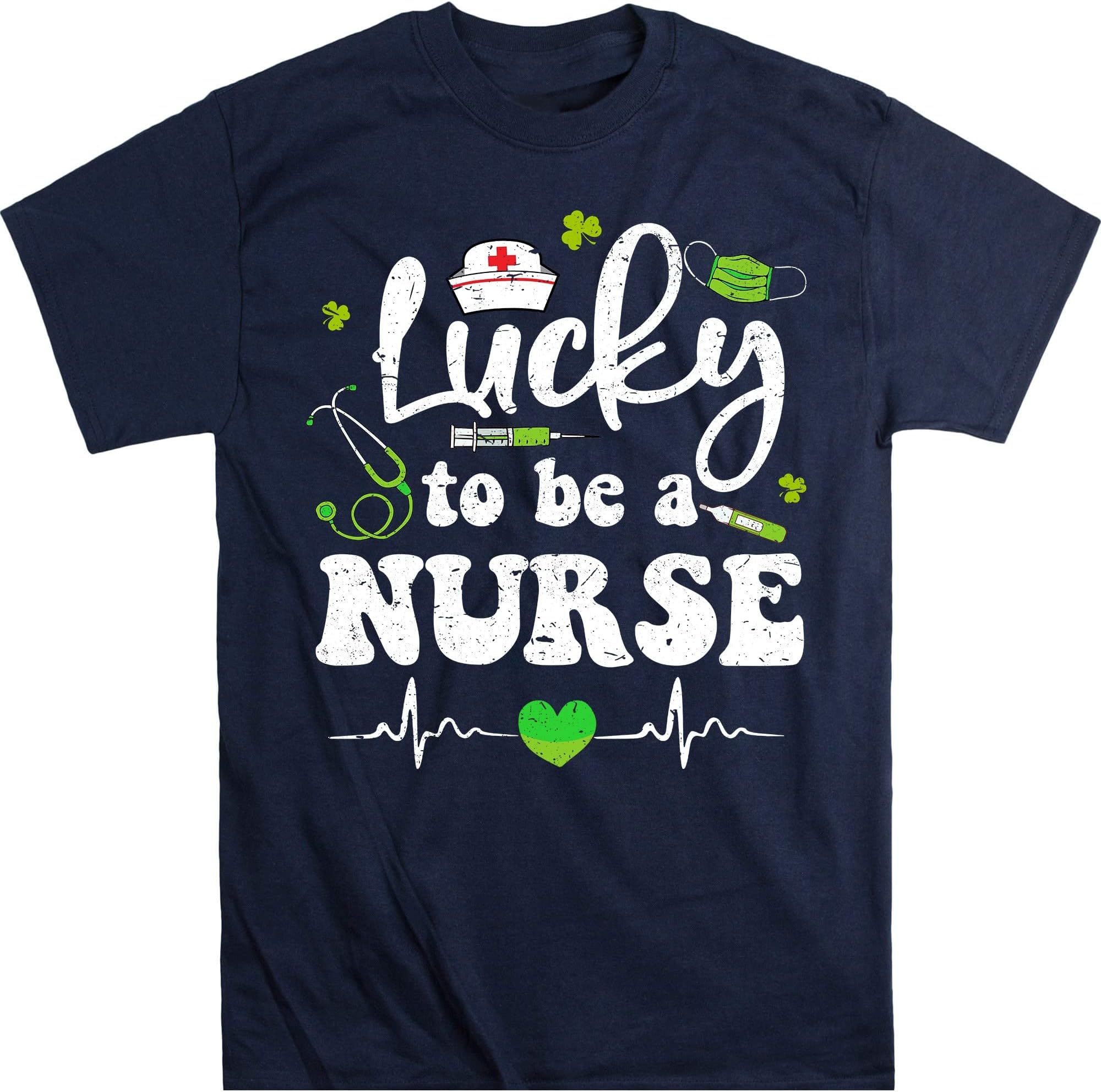 Lucky to Be Nurse Stethoscope Paddys St Patricks Day Women T-Shirt Nurse St Patrick's Day T-Shirt, Nurse Patrick Day – Navy/XX-Large