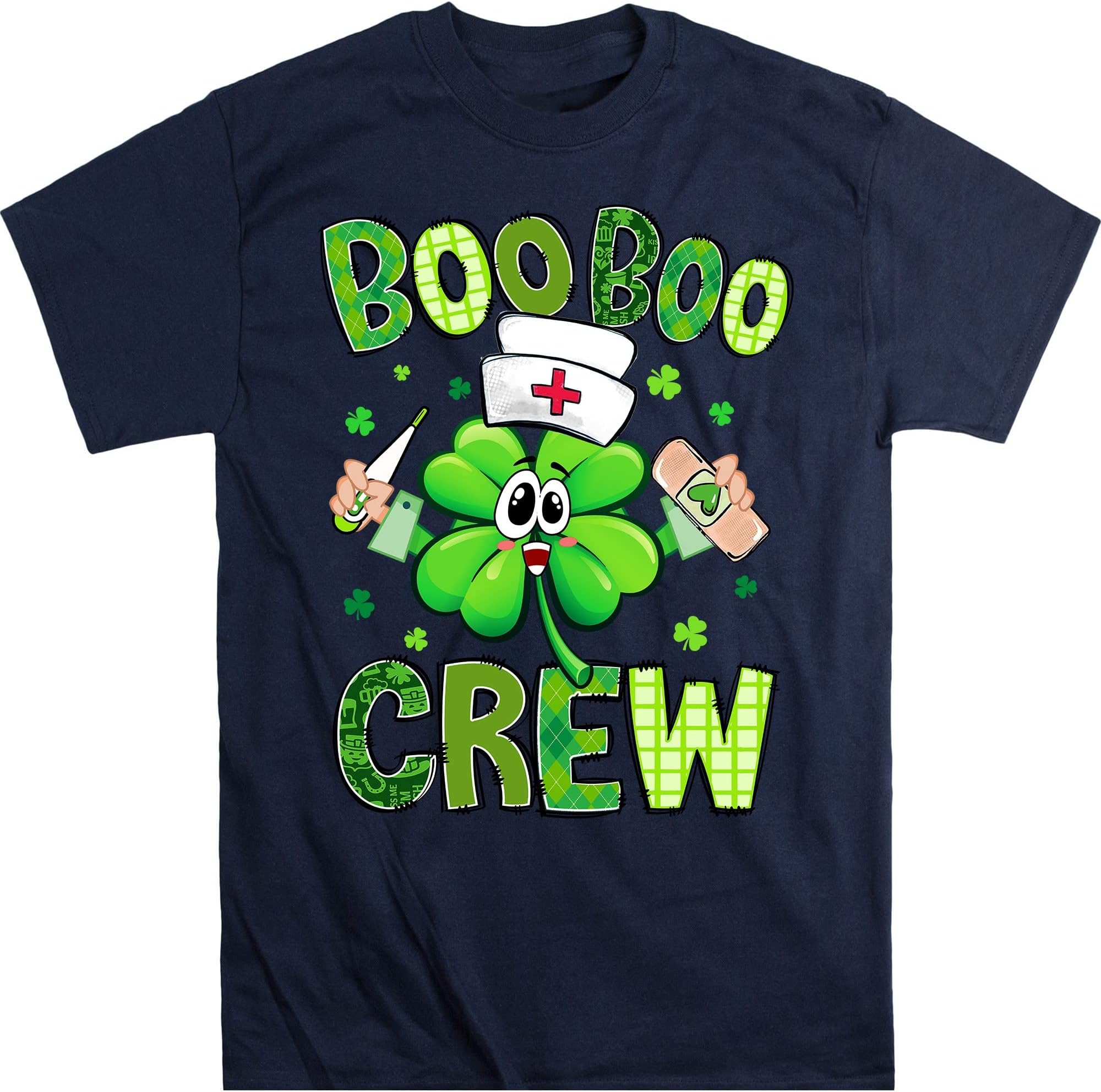 St Patricks Day Nurse Shirt Boo Boo Crew Green Lucky Gift T-Shirt, Stethoscope Nurse St Patrick's Day T-Shirt, Nurse – Navy/Small