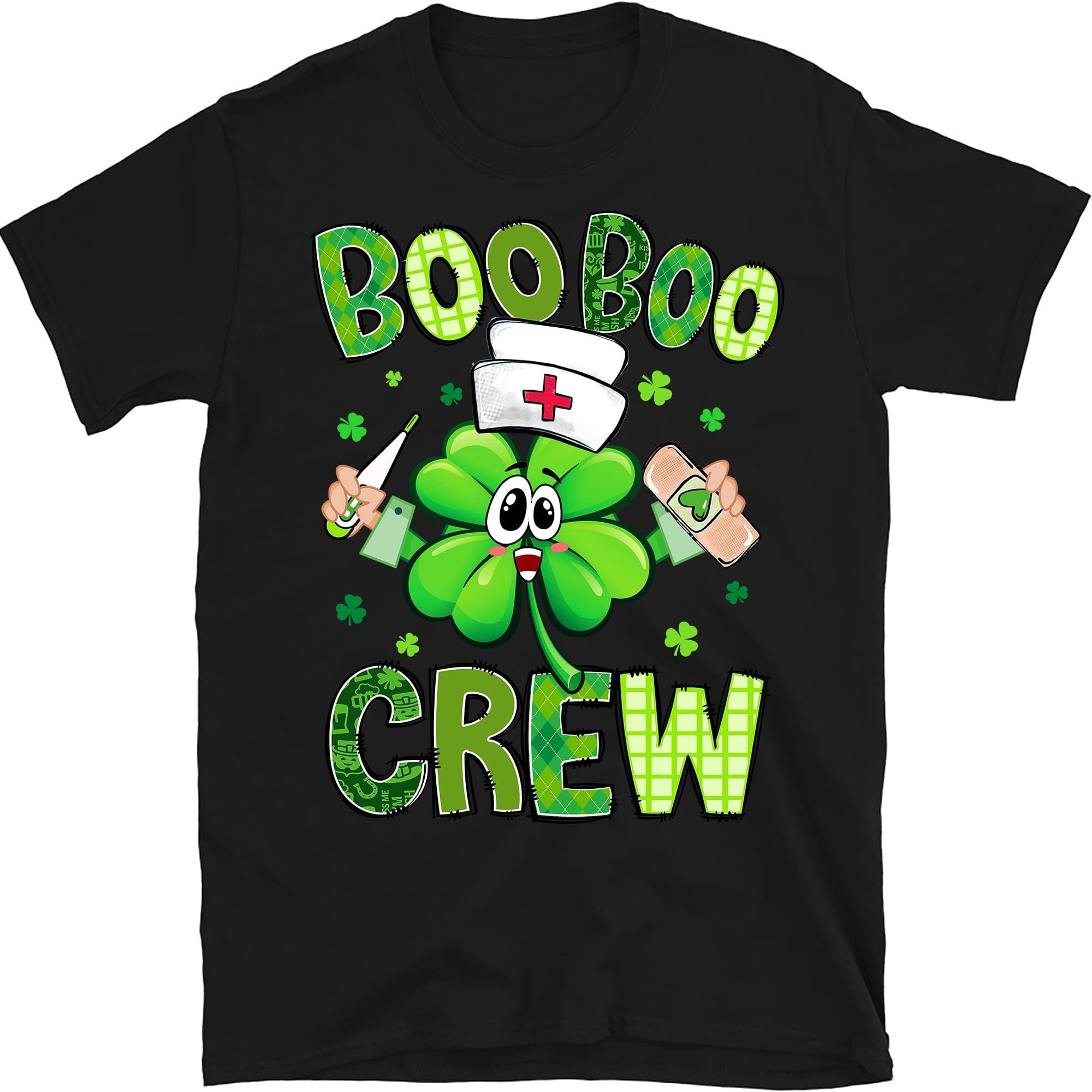 St Patricks Day Nurse Shirt Boo Boo Crew Green Lucky Gift T-Shirt, Stethoscope Nurse St Patrick's Day T-Shirt, Nurse – Black/Medium