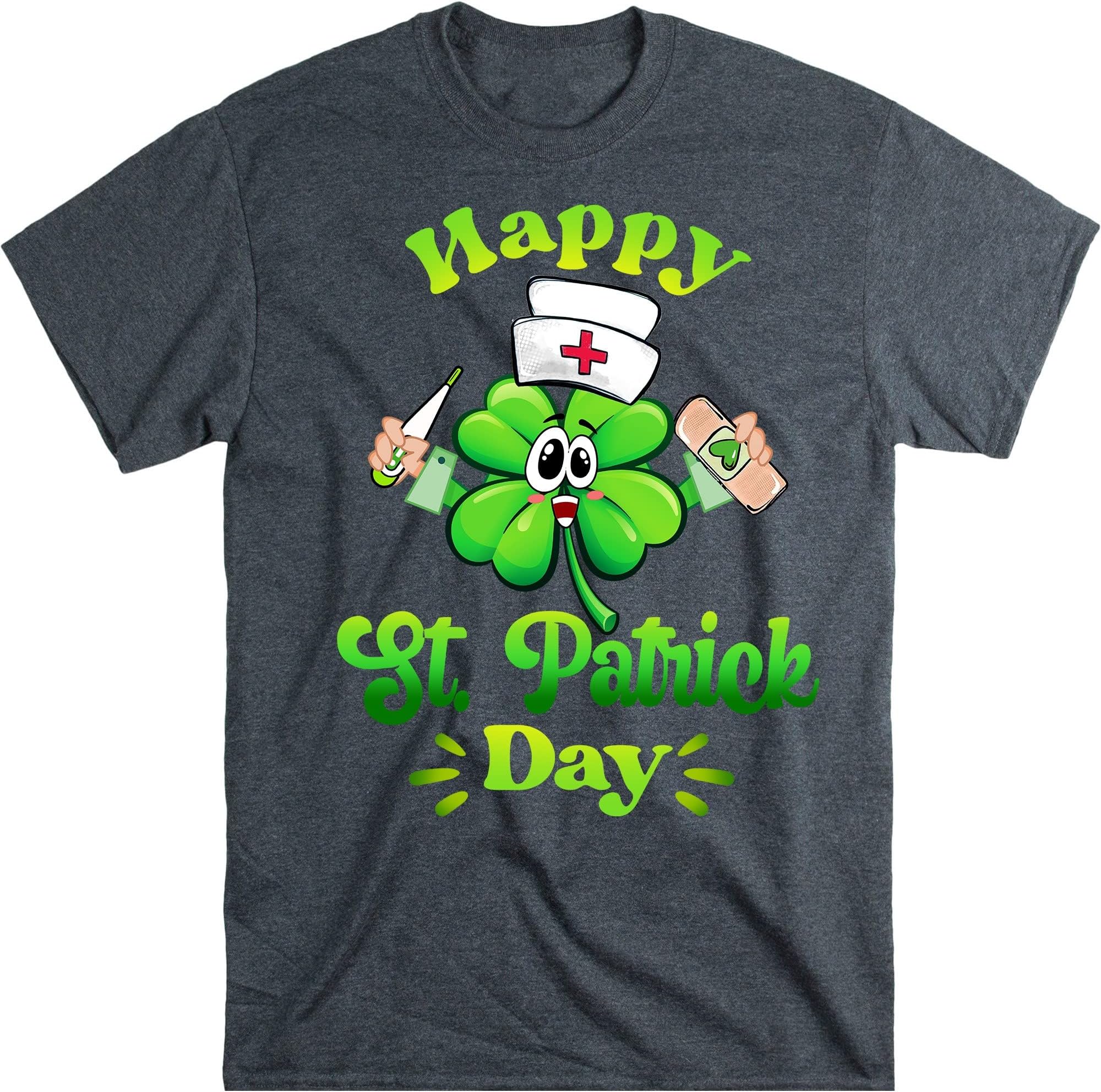 Happy Nurse Shamrock Lucky St. Patrick Day Gift Men Women Patrick's Day T-Shirt, Nurse Patrick Day, Nurse Gift – Dark Heather/XX-Large