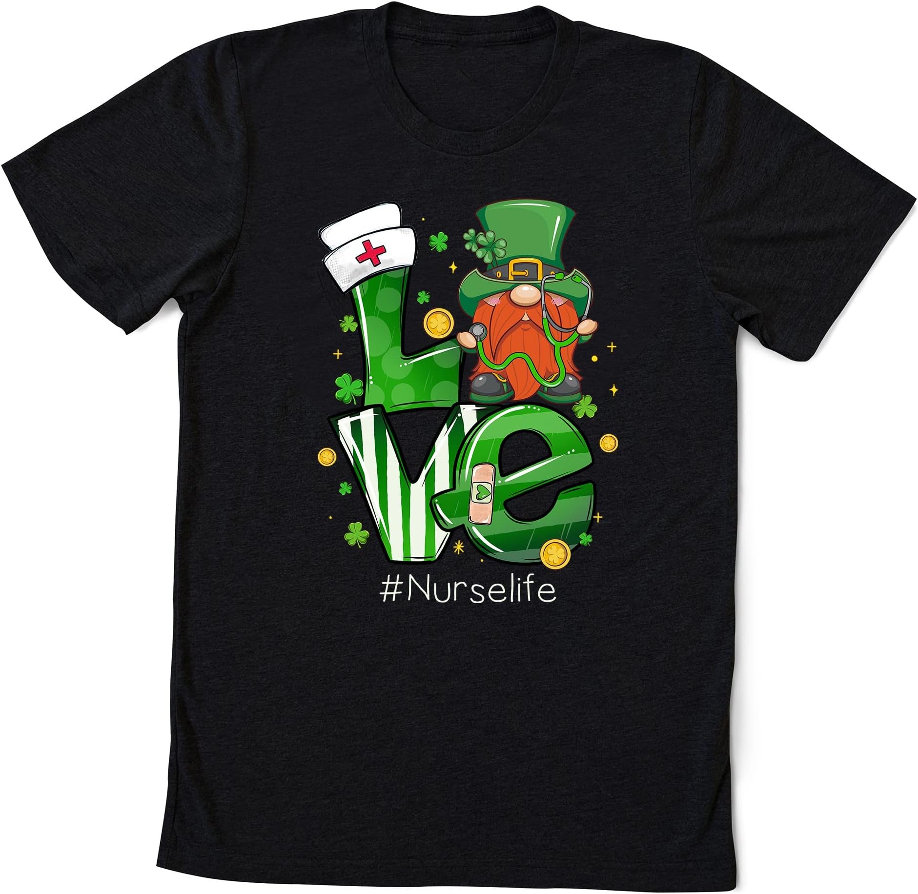 Stethoscope Nurse St Patrick's Day Lucky Nurse Shamrock T-Shirt, Nurse Patrick Day, Nurse Gift