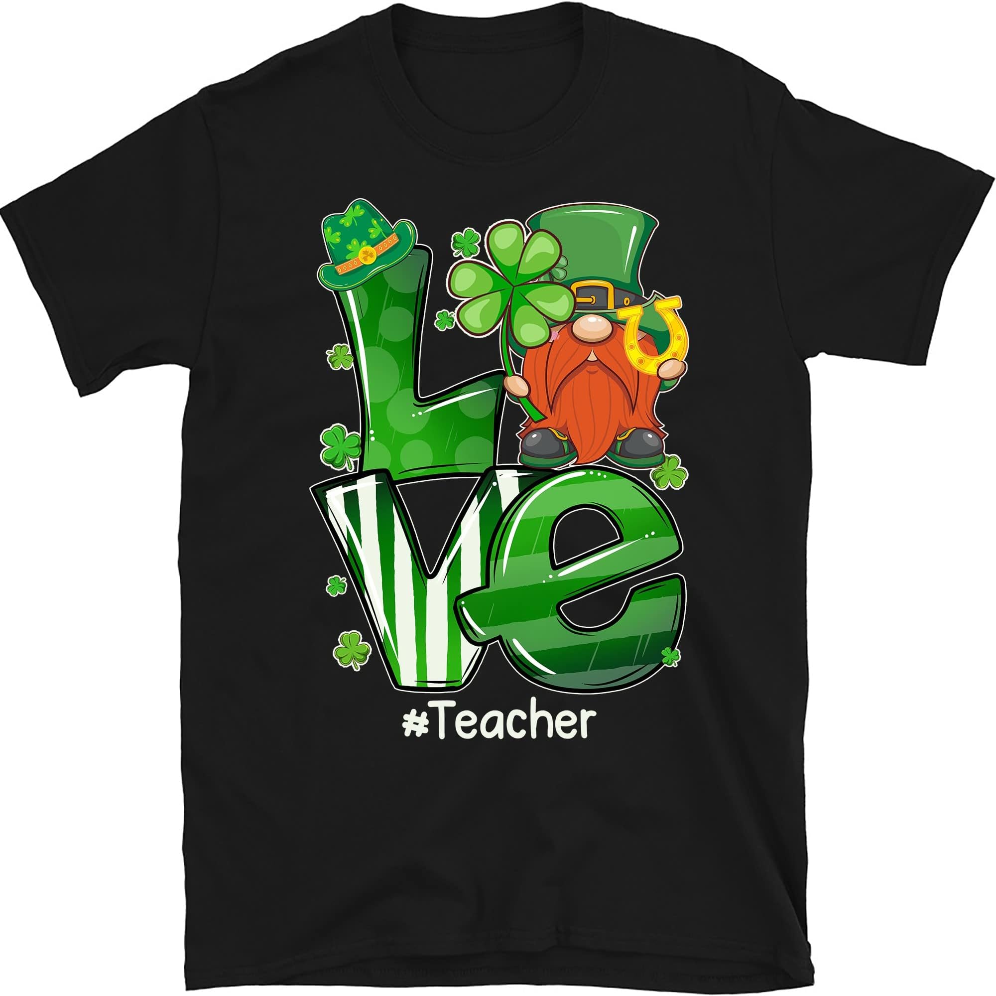 para Squad Love Gnomes Teacher Shamrock St Patrick's Day T-Shirt, Blessed Teacher, Teacher Gift, Shamrock Shirt