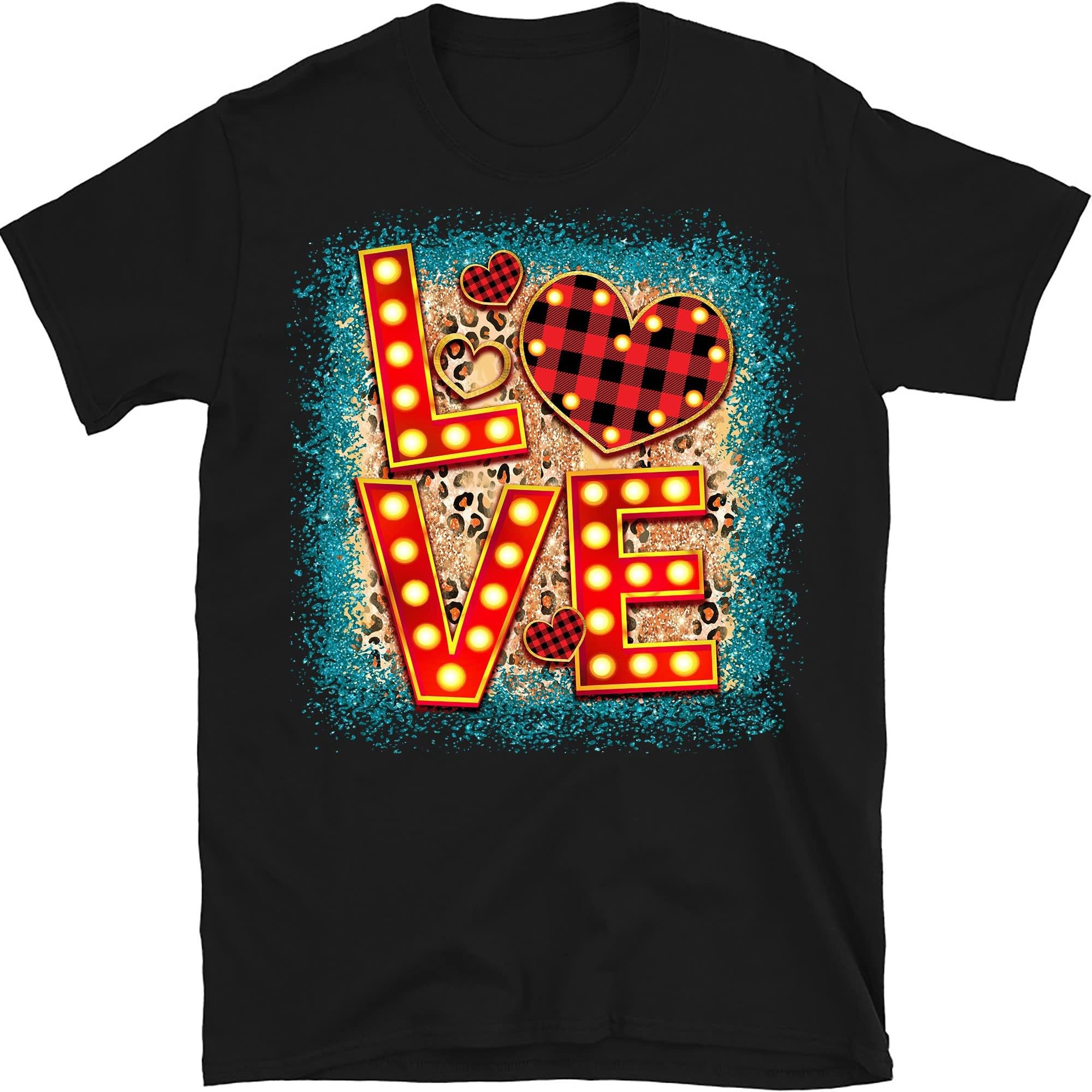 Love Heart Valentines Shirt, Cute Happy Valentines Day Shirt, Leopard Cheetah Valentines Day, Womens Shirt, Gift
